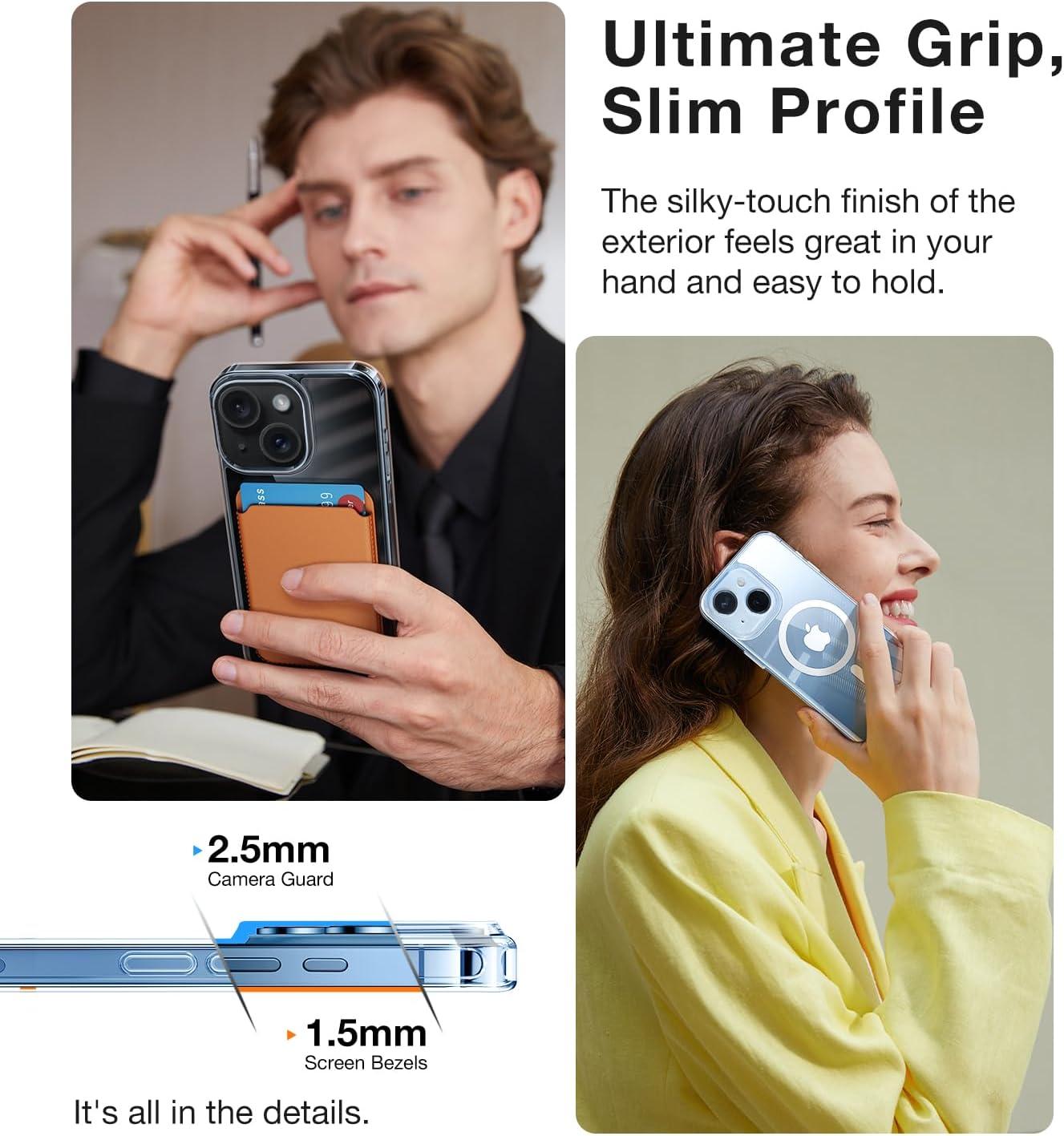 imageTORRAS Magnetic Shockproof for iPhone 16 Case18N Mighty Magnetic 12FT Military Grade Drop Tested Fit for MagSafe Protective Hard Back Plastic Slim Phone Case for iPhone 16 61 Black TitaniumDiamond Clear