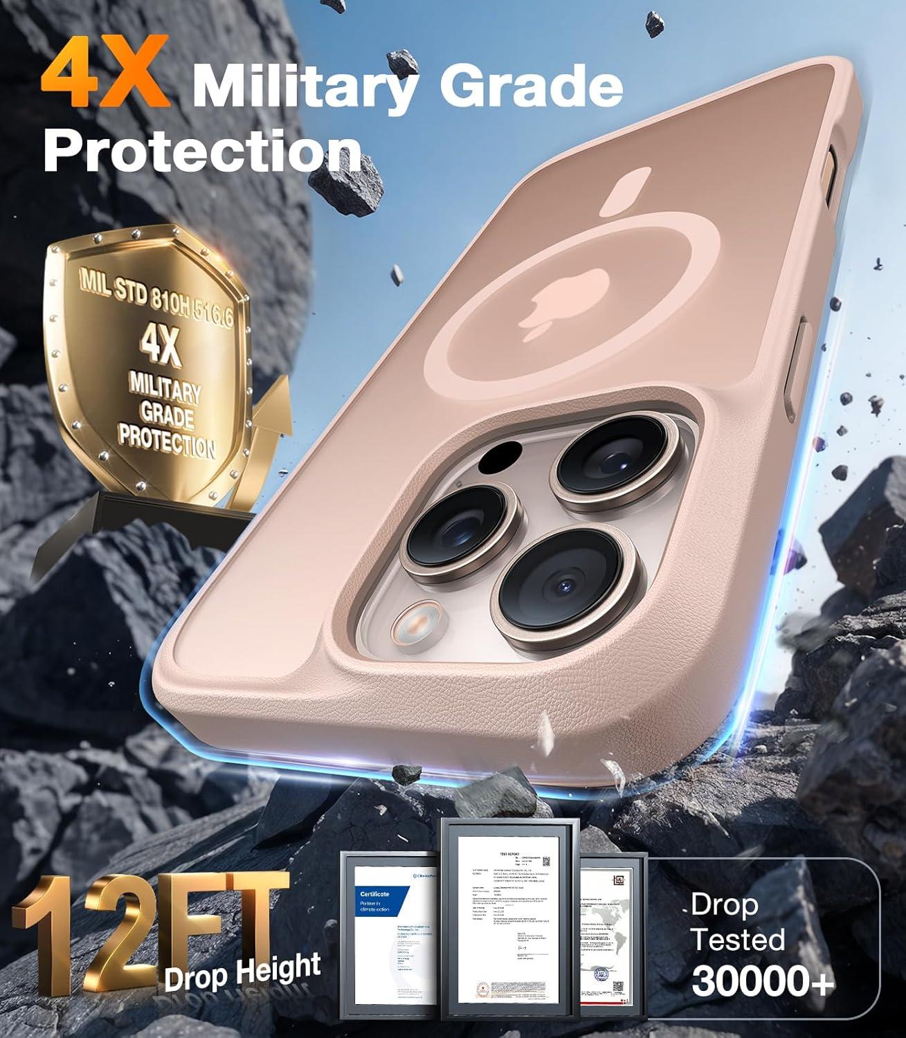 imageTORRAS Magnetic Shockproof for iPhone 16 Pro Max Case 4X MilitaryGrade Protection Compatible with MagSafe Translucent Case for iPhone 16 Pro Max AntiScratch Guardian 69 GoldGold
