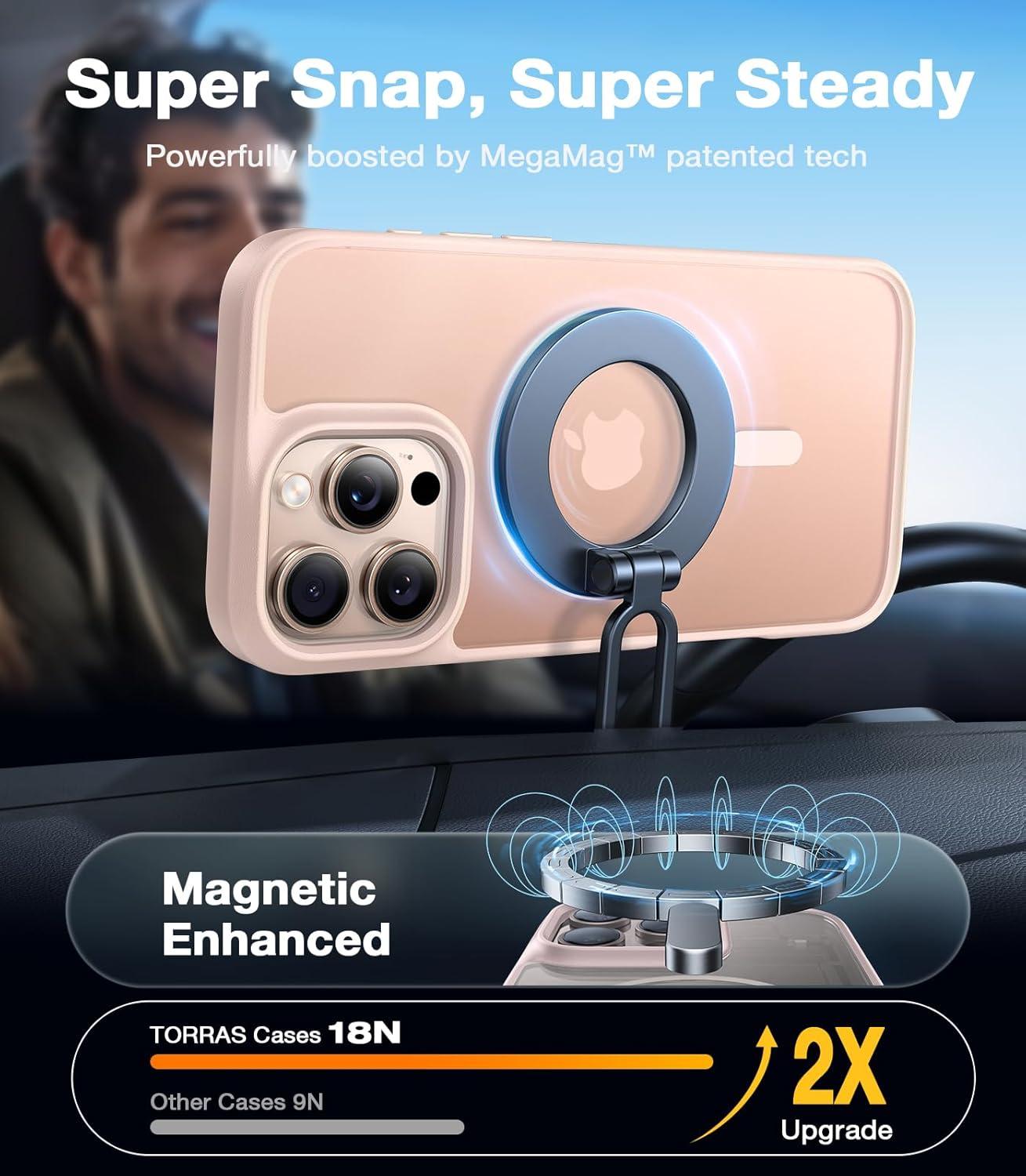 imageTORRAS Magnetic Shockproof for iPhone 16 Pro Max Case 4X MilitaryGrade Protection Compatible with MagSafe Translucent Case for iPhone 16 Pro Max AntiScratch Guardian 69 GoldGold