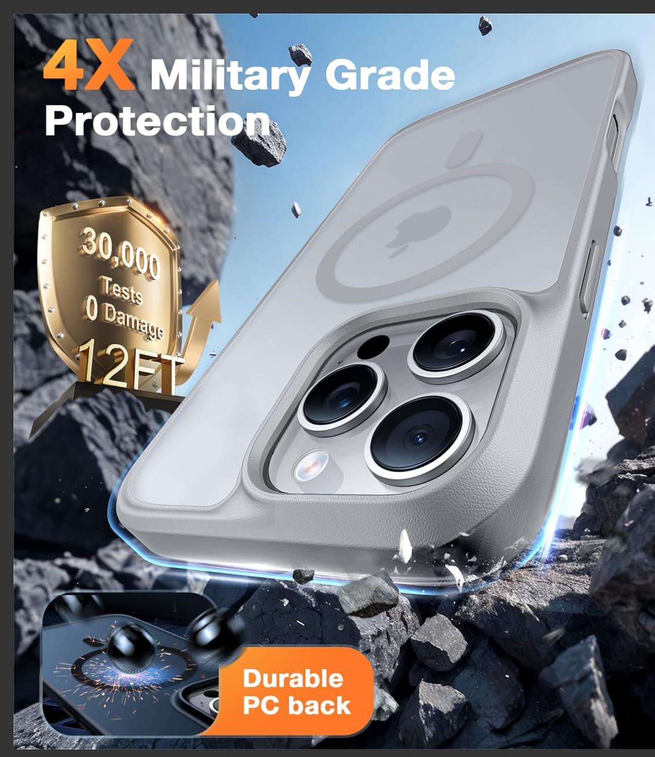 imageTORRAS Magnetic Shockproof for iPhone 16 Pro Max Case 4X MilitaryGrade Protection Compatible with MagSafe Translucent Case for iPhone 16 Pro Max AntiScratch Guardian 69 GoldGrey