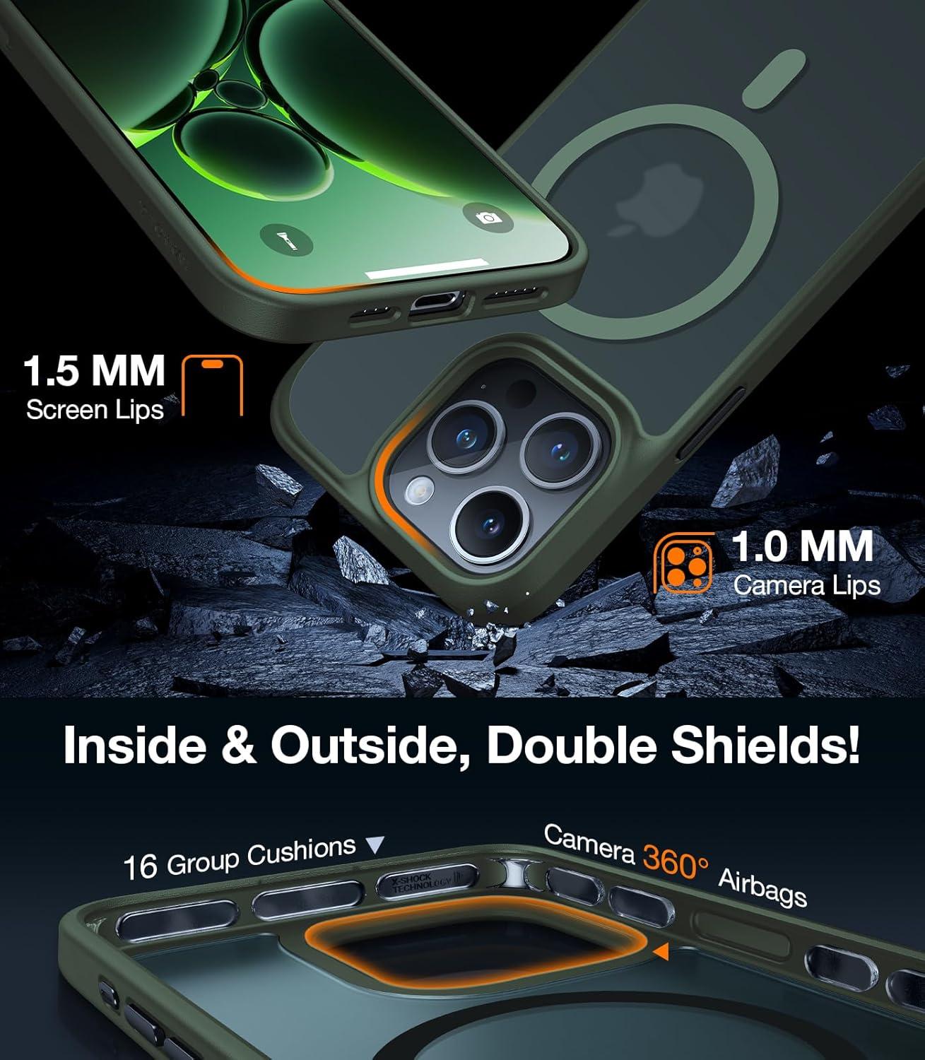 imageTORRAS Magnetic Shockproof for iPhone 16 Pro Max Case 4X MilitaryGrade Protection Compatible with MagSafe Translucent Case for iPhone 16 Pro Max AntiScratch Guardian 69 GoldGreen