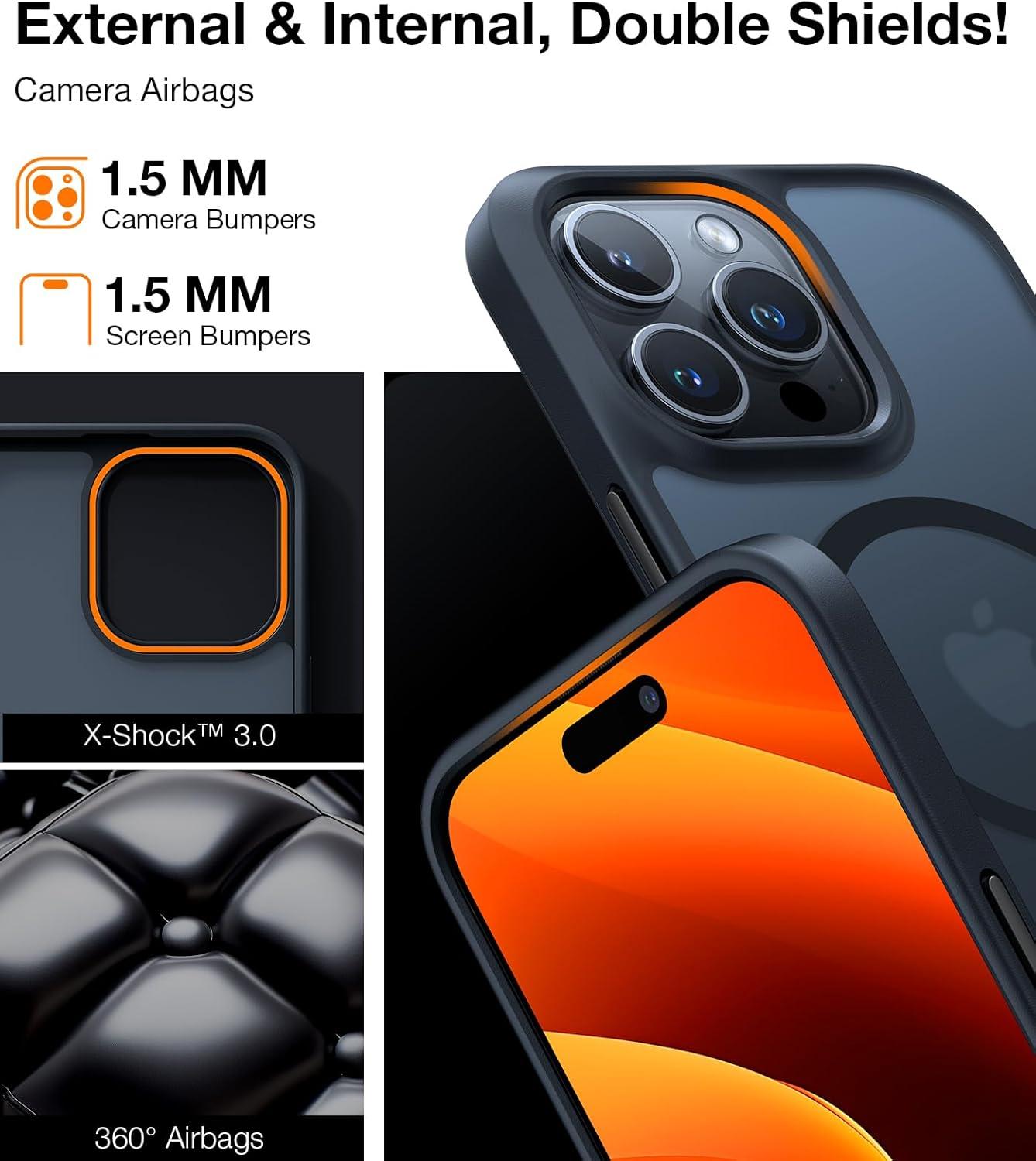 imageTORRAS Magnetic Shockproof for iPhone 16 Pro Max Case 4X MilitaryGrade Protection Compatible with MagSafe Translucent Case for iPhone 16 Pro Max AntiScratch Guardian 69 GoldBlack