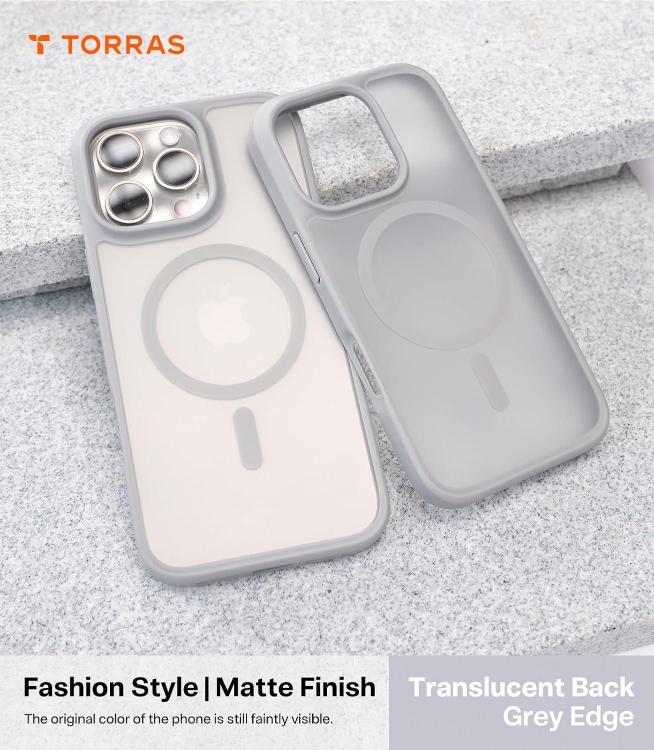 imageTORRAS Magnetic Shockproof for iPhone 16 Pro Max Case Fit for MagSafe MilitaryGrade Drop Tested Translucent Slim Protective for iPhone 16 Pro Max Case AntiFingerprint AntiScratch BlackGrey