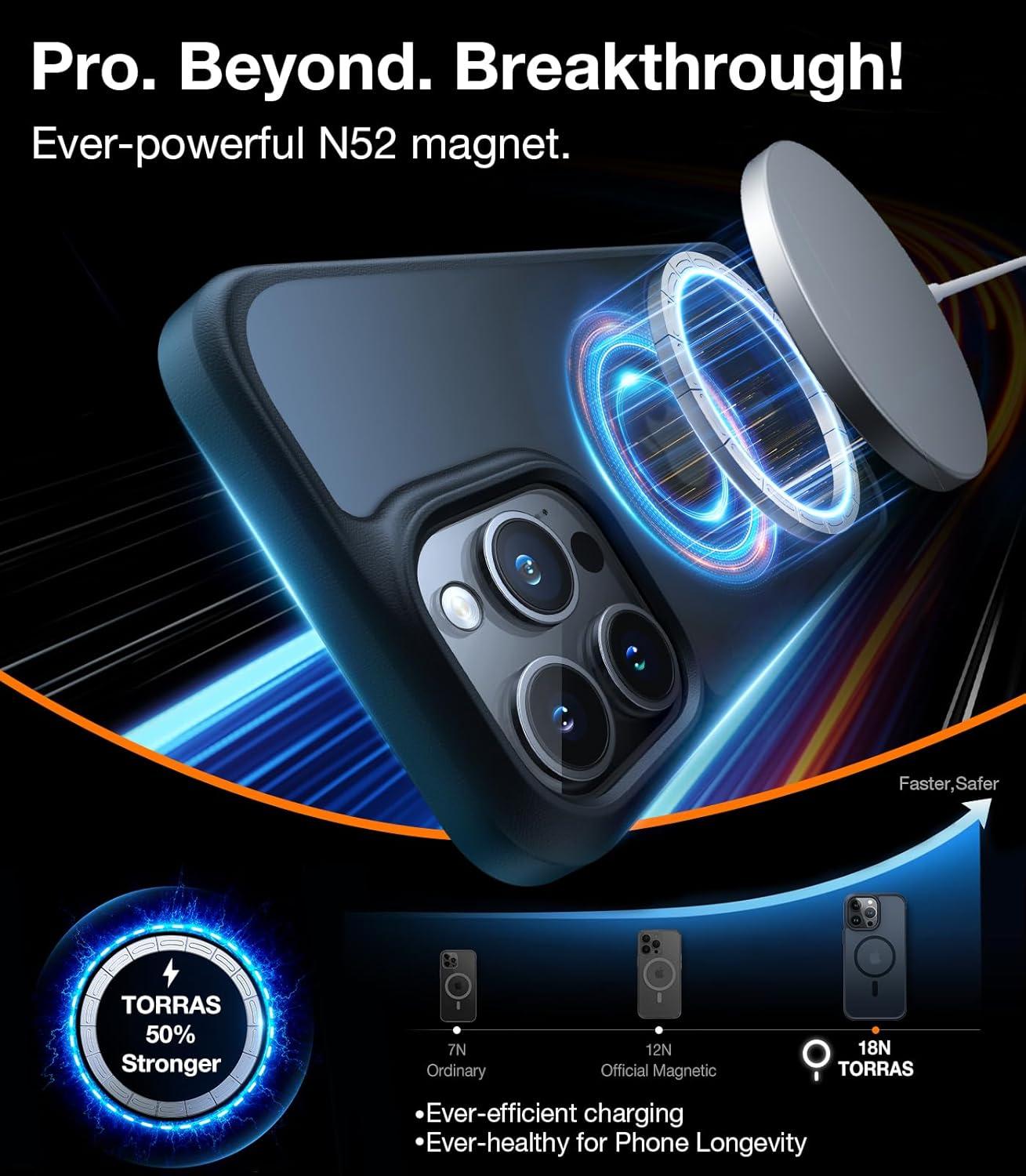 imageTORRAS Magnetic Shockproof for iPhone 16 Pro Max Case Fit for MagSafe MilitaryGrade Drop Tested Translucent Slim Protective for iPhone 16 Pro Max Case AntiFingerprint AntiScratch BlackBlack