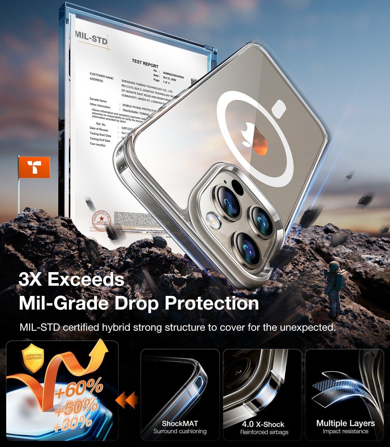 imageTORRAS Magnetic Shockproof for iPhone 16 Pro Max Case Fit for MagSafe MilitaryGrade Drop Tested Translucent Slim Protective for iPhone 16 Pro Max Case AntiFingerprint AntiScratch BlackClear