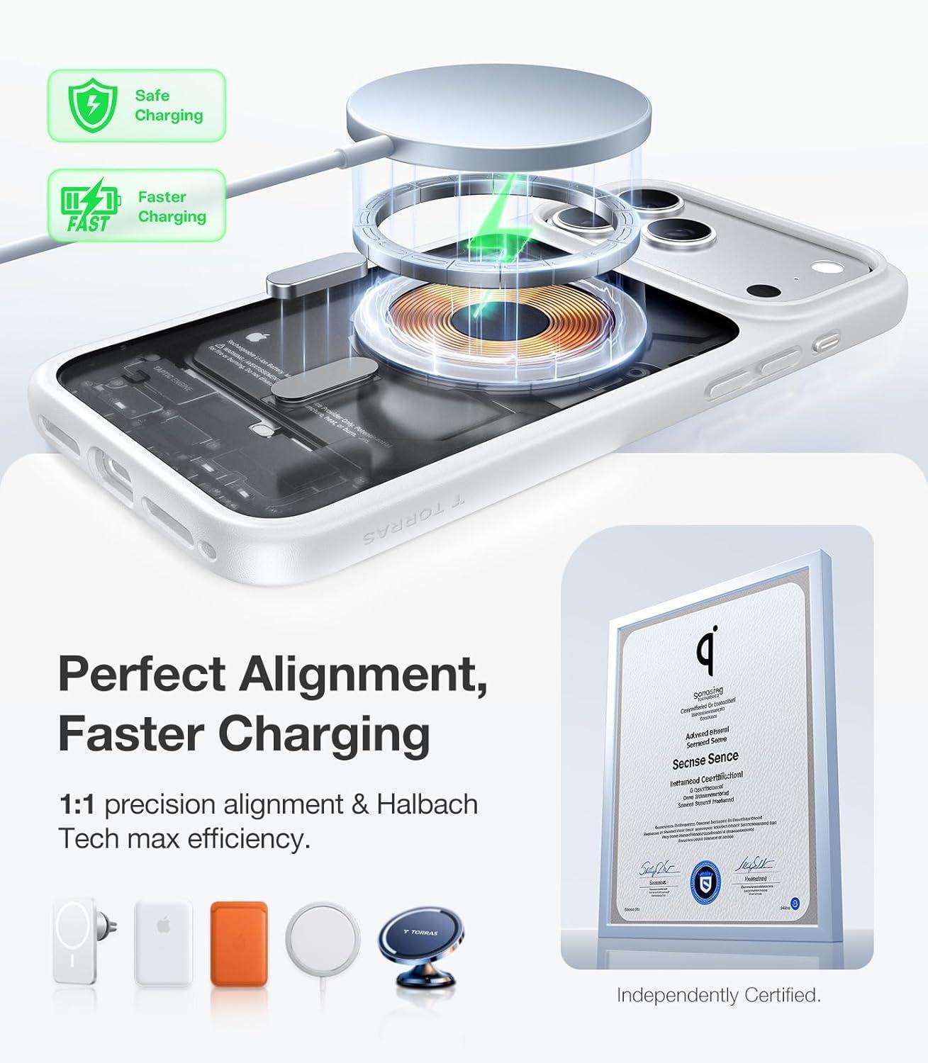 imageTORRAS Magnetic Shockproof for iPhone 16 Pro Max Case Fit for MagSafe MilitaryGrade Drop Tested Translucent Slim Protective for iPhone 16 Pro Max Case AntiFingerprint AntiScratch BlackSilver White