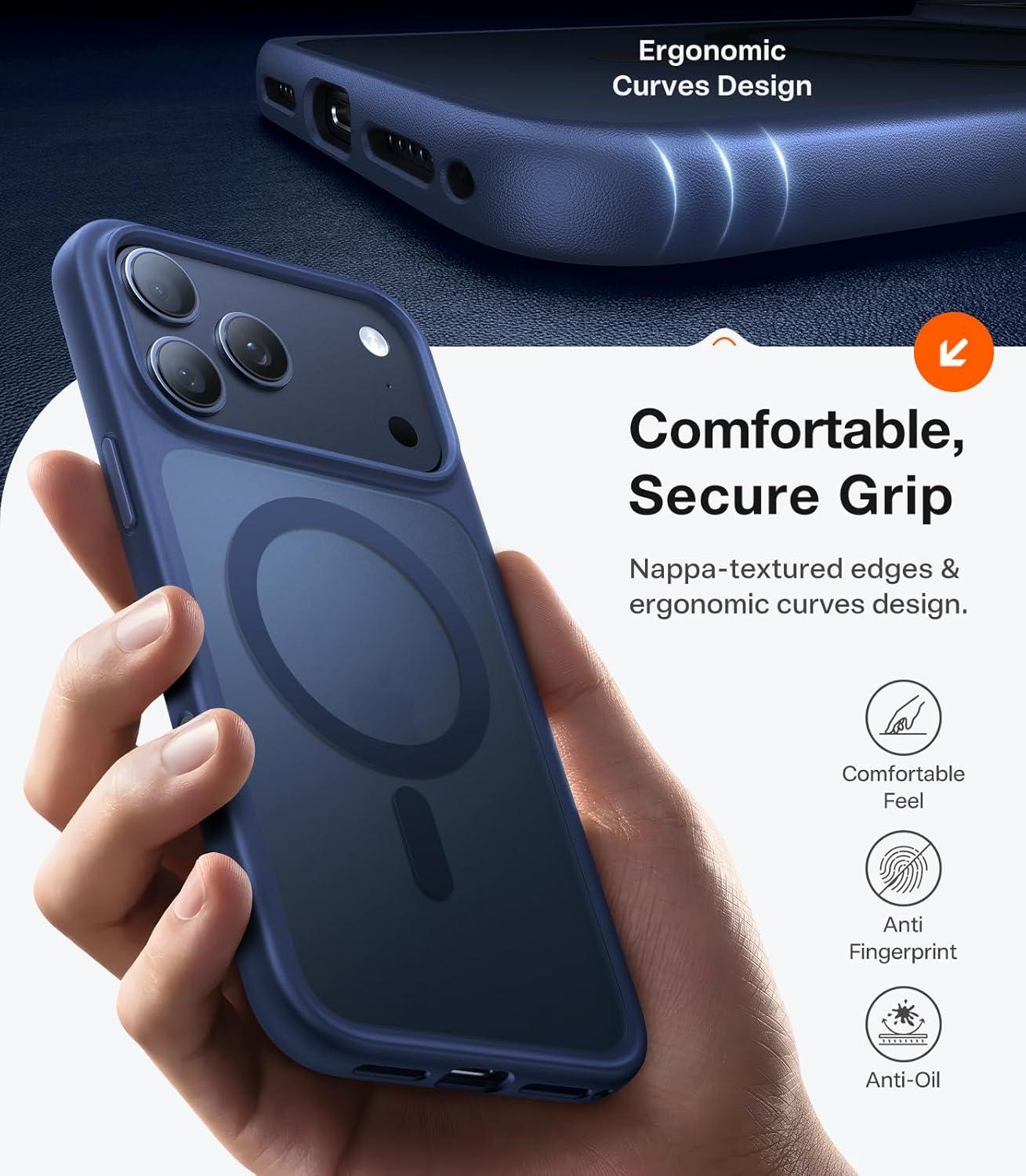 imageTORRAS Magnetic Shockproof for iPhone 16 Pro Max Case Fit for MagSafe MilitaryGrade Drop Tested Translucent Slim Protective for iPhone 16 Pro Max Case AntiFingerprint AntiScratch BlackBlue