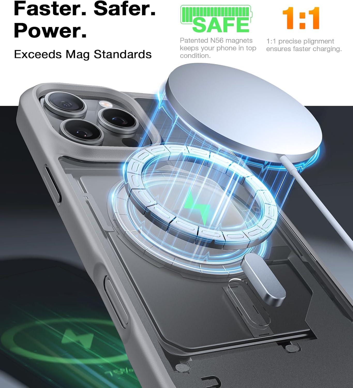 imageTORRAS Magnetic Shockproof for iPhone 16 Pro Max Case Fit for MagSafe MilitaryGrade Drop Tested Translucent Slim Protective for iPhone 16 Pro Max Case AntiFingerprint AntiScratch BlackGrey