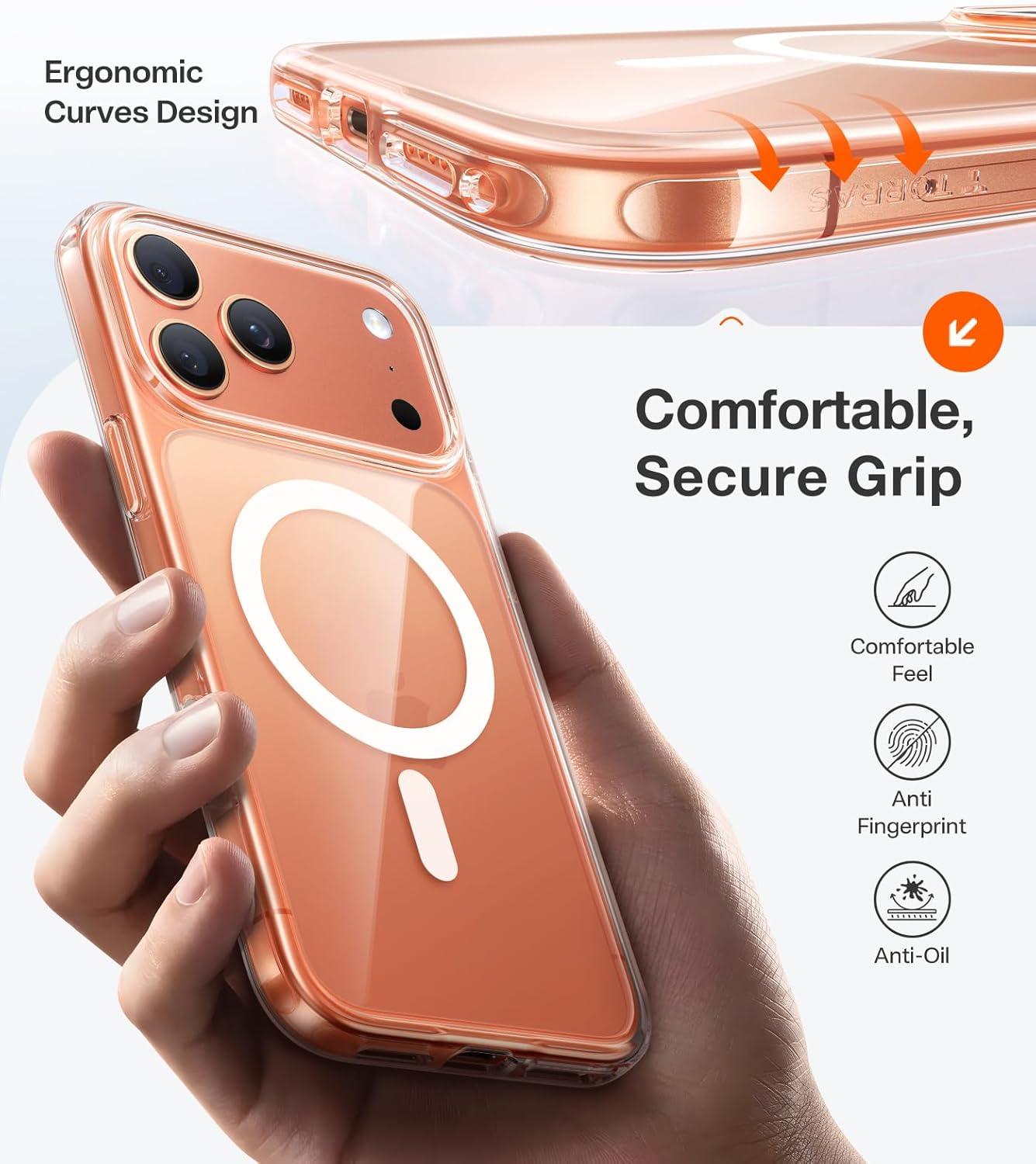 imageTORRAS Magnetic Shockproof for iPhone 16 Pro Max Case Fit for MagSafe MilitaryGrade Drop Tested Translucent Slim Protective for iPhone 16 Pro Max Case AntiFingerprint AntiScratch BlackClear