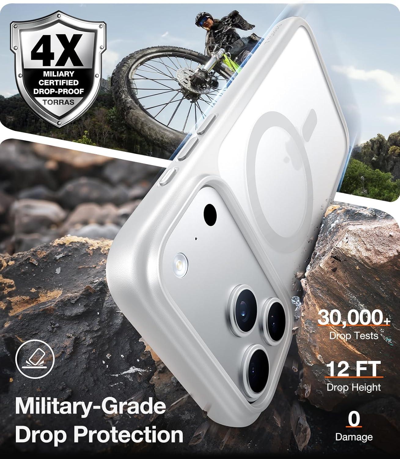 imageTORRAS Magnetic Shockproof for iPhone 16 Pro Max Case Fit for MagSafe MilitaryGrade Drop Tested Translucent Slim Protective for iPhone 16 Pro Max Case AntiFingerprint AntiScratch BlackSilver White