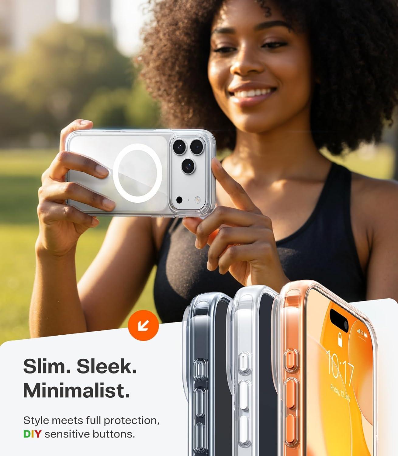 imageTORRAS Magnetic Shockproof for iPhone 16 Pro Max Case Fit for MagSafe MilitaryGrade Drop Tested Translucent Slim Protective for iPhone 16 Pro Max Case AntiFingerprint AntiScratch BlackClear