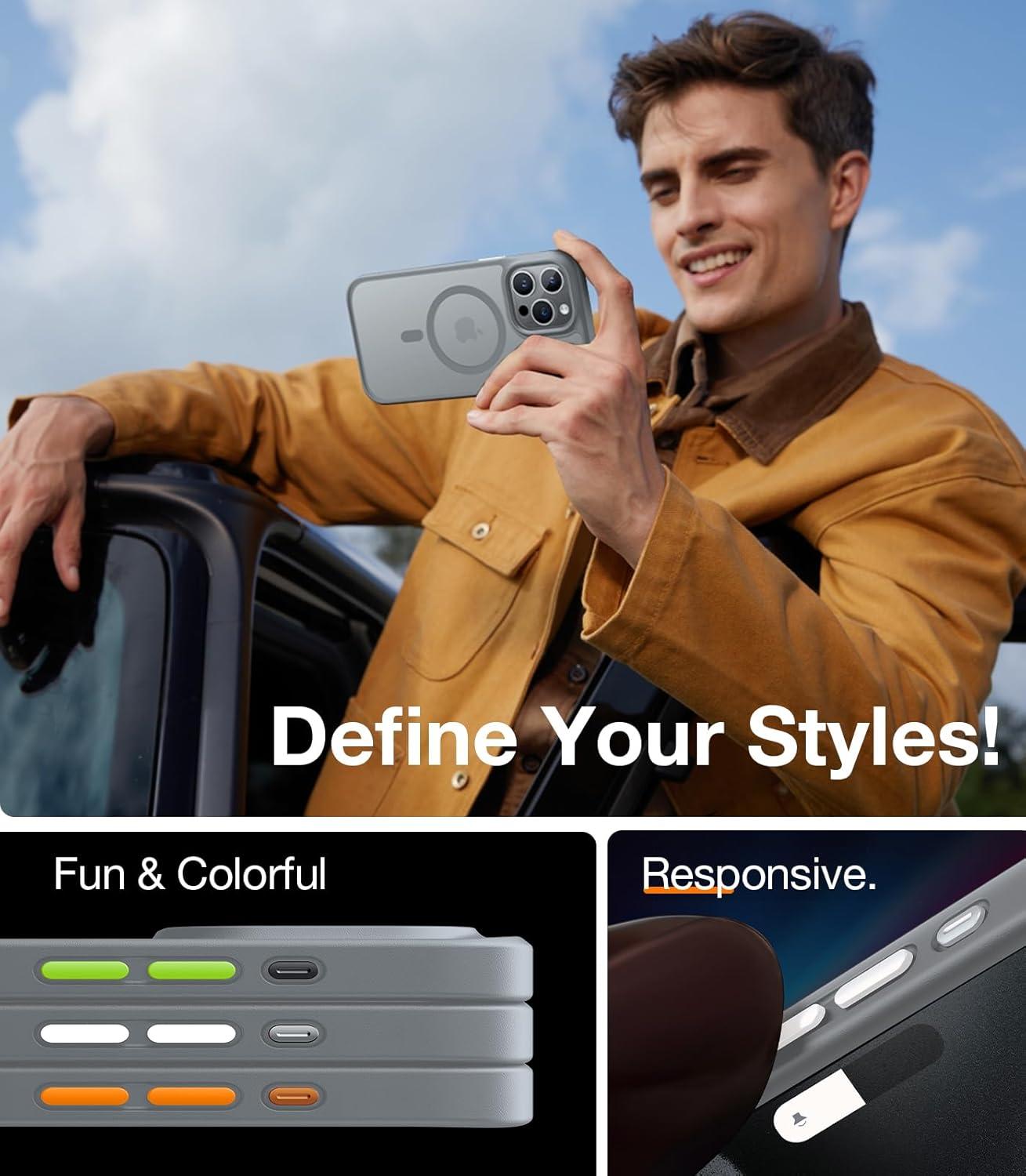 imageTORRAS Magnetic Shockproof for iPhone 16 Pro Max Case Fit for MagSafe MilitaryGrade Drop Tested Translucent Slim Protective for iPhone 16 Pro Max Case AntiFingerprint AntiScratch BlackGrey