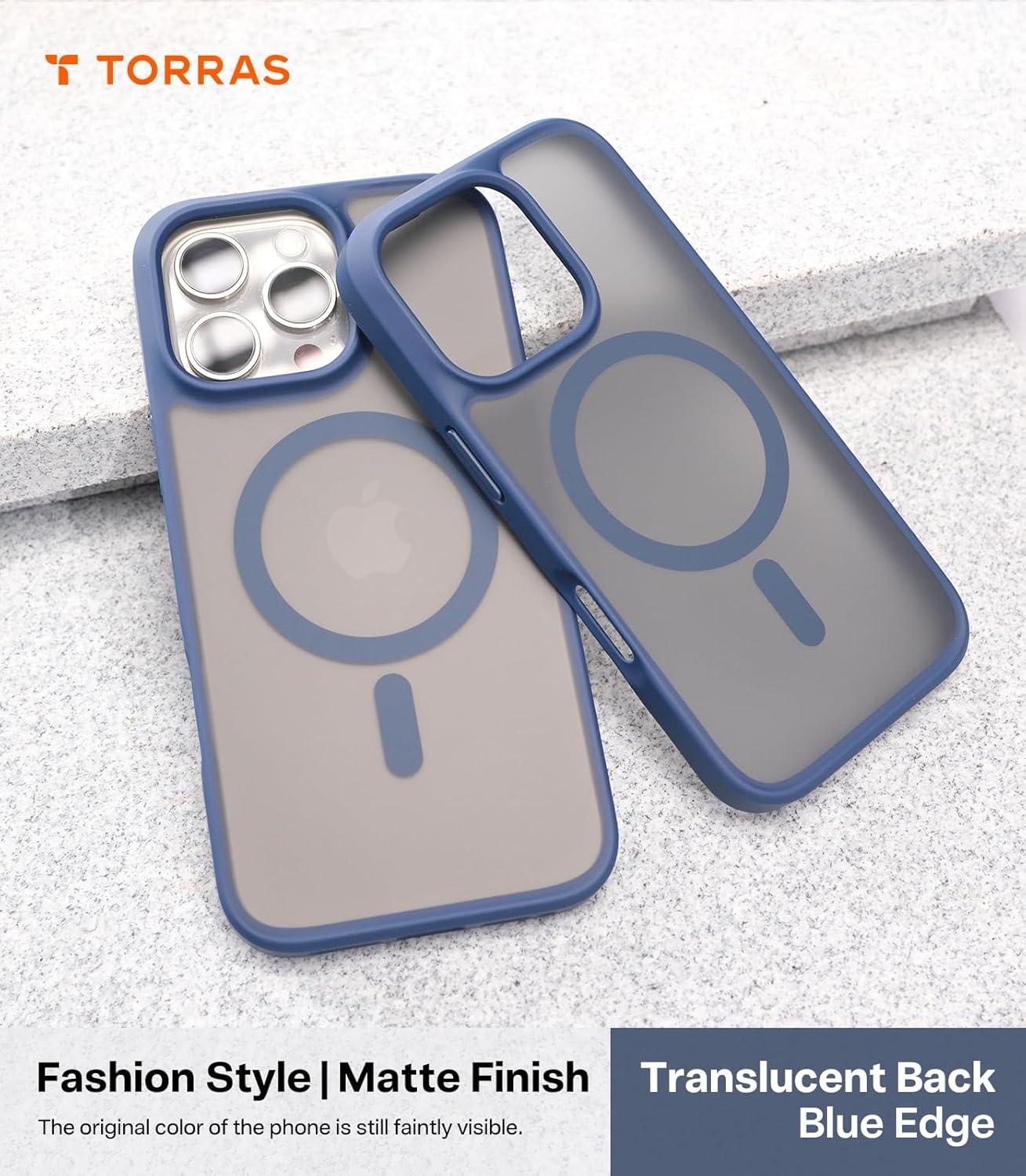 imageTORRAS Magnetic Shockproof for iPhone 16 Pro Max Case Fit for MagSafe MilitaryGrade Drop Tested Translucent Slim Protective for iPhone 16 Pro Max Case AntiFingerprint AntiScratch BlackBlue