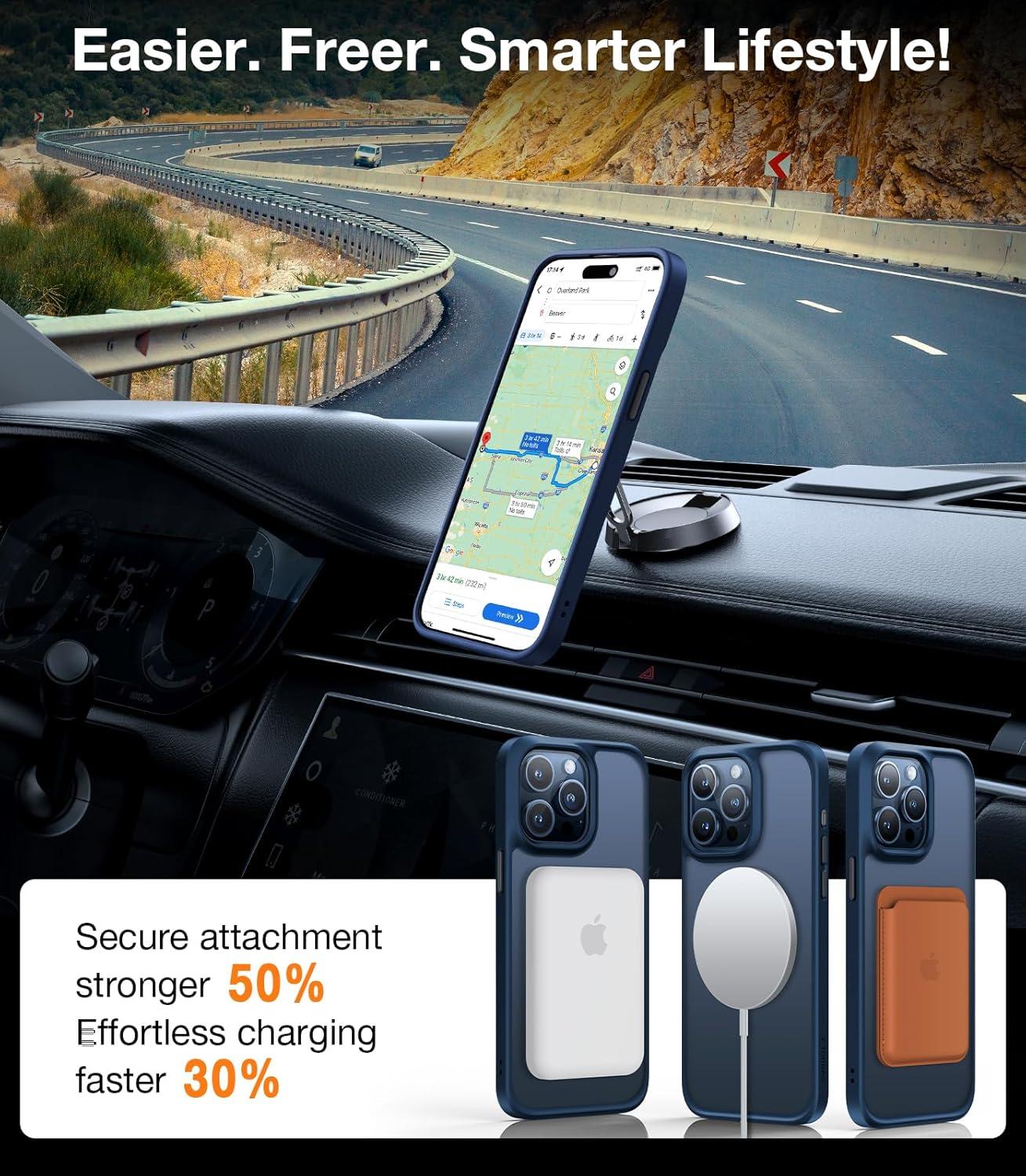 imageTORRAS Magnetic Shockproof for iPhone 16 Pro Max Case Fit for MagSafe MilitaryGrade Drop Tested Translucent Slim Protective for iPhone 16 Pro Max Case AntiFingerprint AntiScratch BlackBlue