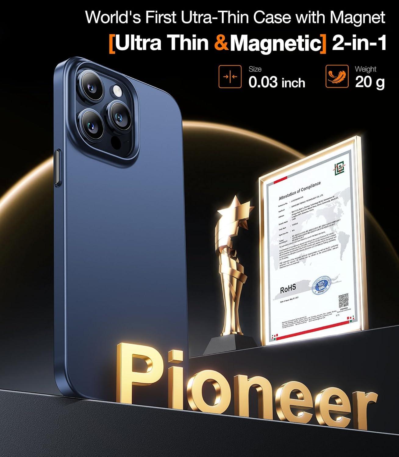 imageTORRAS Magnetic Slim Fit for iPhone 16 Plus Case 67 inch UltraThin Case Compatible with MagSafe Lightweight Matte AntiScratch Hard PC Cover Phone Case for iPhone 16 Plus OriginFit Black2Deep Blue