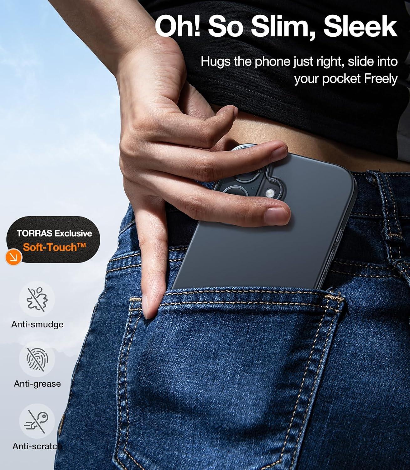 imageTORRAS Magnetic Slim Fit for iPhone 16 Plus Case 67 inch UltraThin Case Compatible with MagSafe Lightweight Matte AntiScratch Hard PC Cover Phone Case for iPhone 16 Plus OriginFit Black1Black