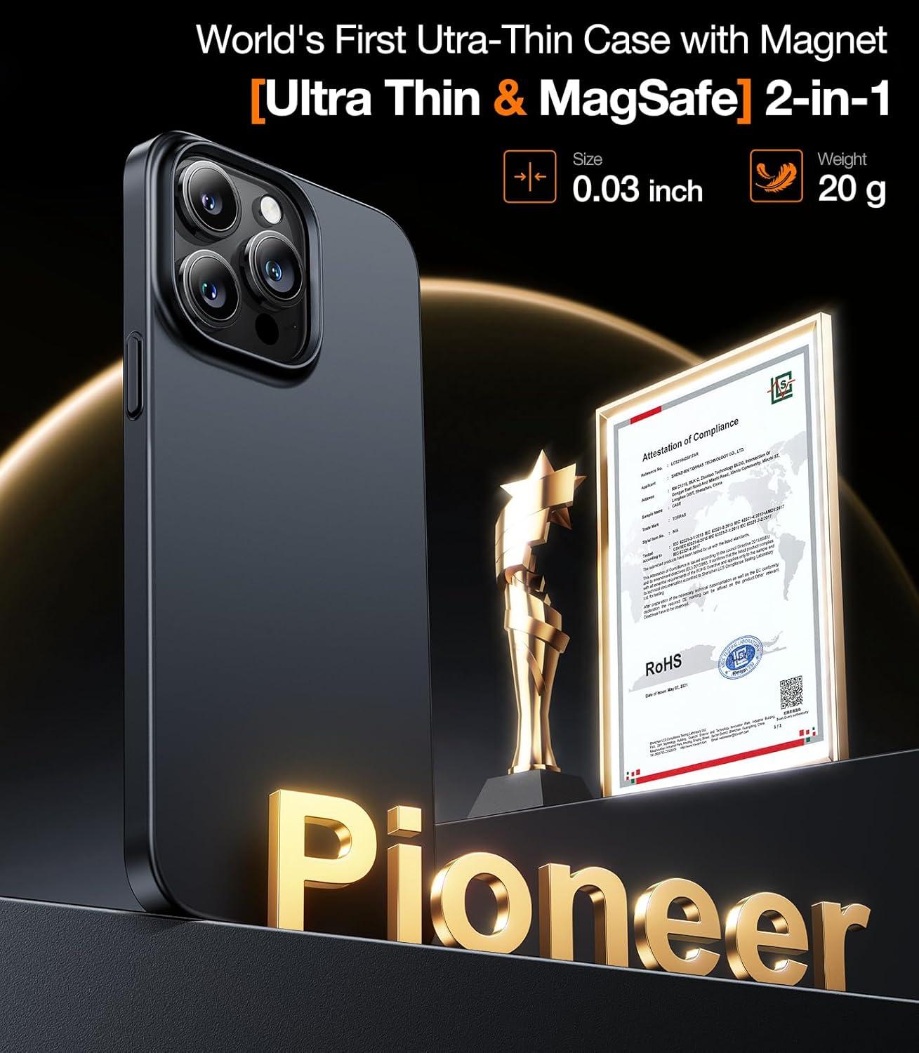 imageTORRAS Magnetic Slim Fit for iPhone 16 Plus Case 67 inch UltraThin Case Compatible with MagSafe Lightweight Matte AntiScratch Hard PC Cover Phone Case for iPhone 16 Plus OriginFit Black1Black