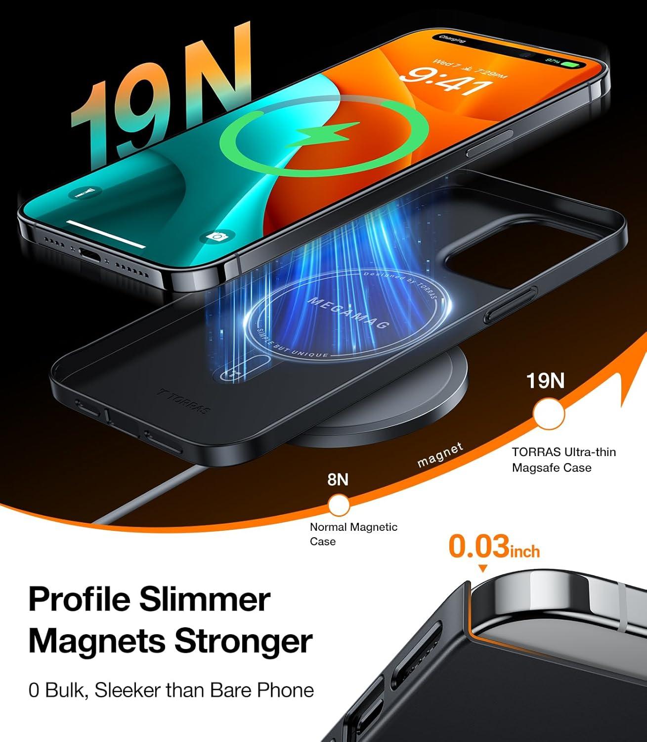 imageTORRAS Magnetic Slim Fit for iPhone 16 Plus Case 67 inch UltraThin Case Compatible with MagSafe Lightweight Matte AntiScratch Hard PC Cover Phone Case for iPhone 16 Plus OriginFit Black1Black