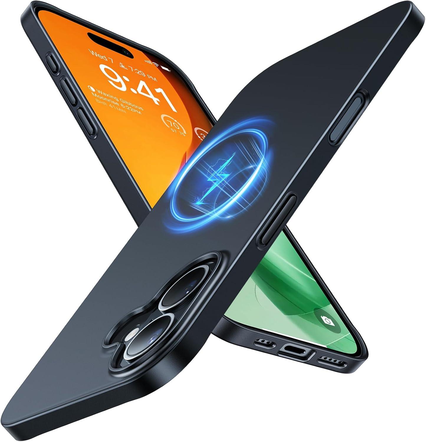 imageTORRAS Magnetic Slim Fit for iPhone 16 Plus Case 67 inch UltraThin Case Compatible with MagSafe Lightweight Matte AntiScratch Hard PC Cover Phone Case for iPhone 16 Plus OriginFit Black1Black