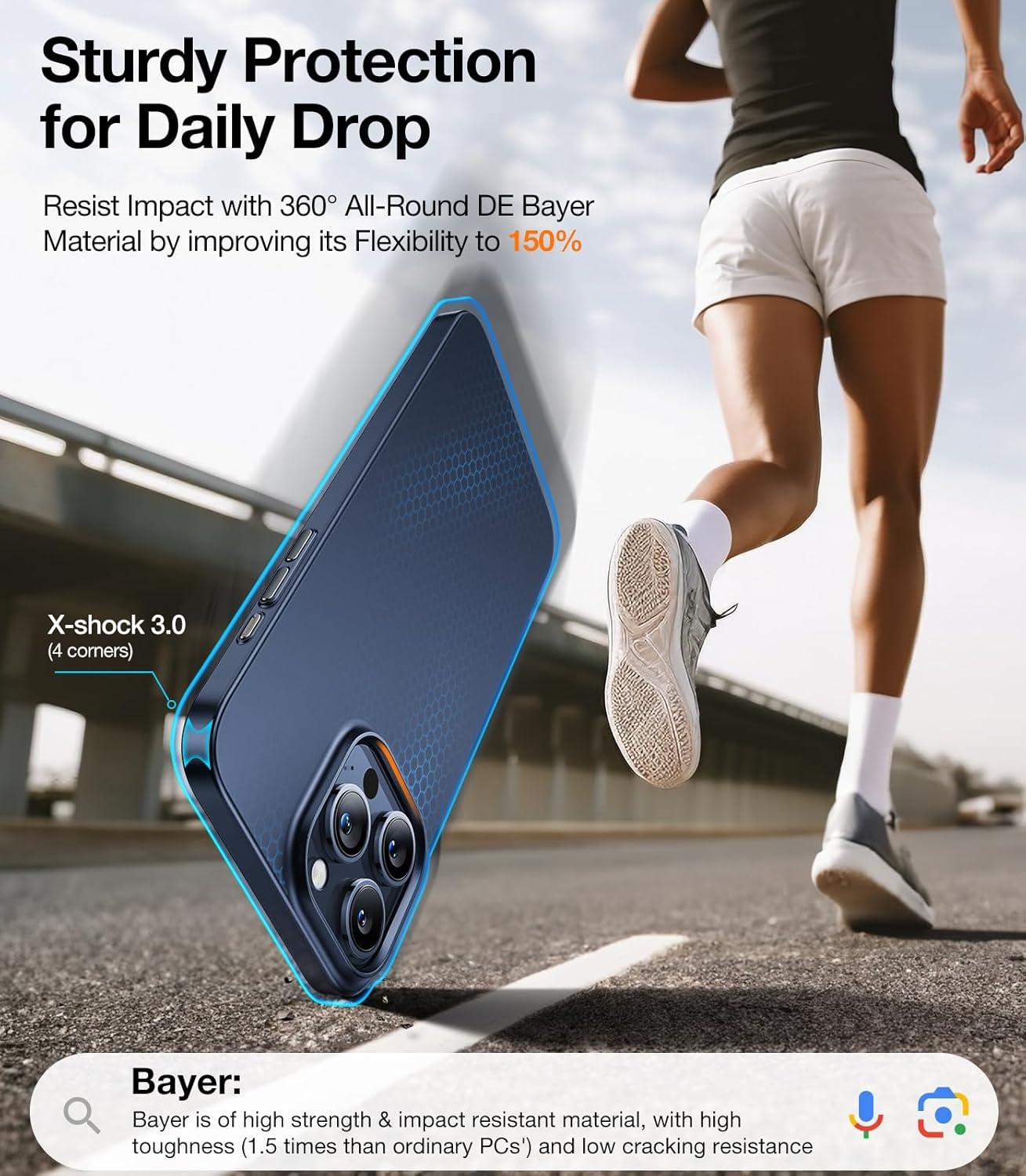 imageTORRAS Magnetic Slim Fit for iPhone 16 Plus Case 67 inch UltraThin Case Compatible with MagSafe Lightweight Matte AntiScratch Hard PC Cover Phone Case for iPhone 16 Plus OriginFit Black2Deep Blue