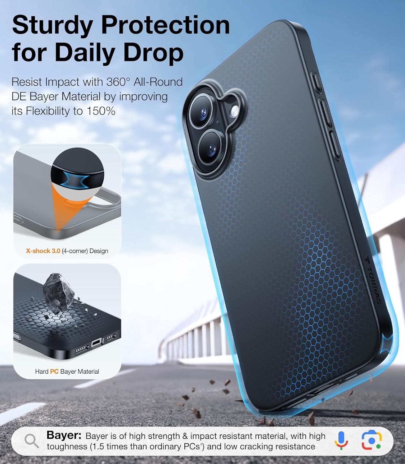 imageTORRAS Magnetic Slim Fit for iPhone 16 Plus Case 67 inch UltraThin Case Compatible with MagSafe Lightweight Matte AntiScratch Hard PC Cover Phone Case for iPhone 16 Plus OriginFit Black1Black