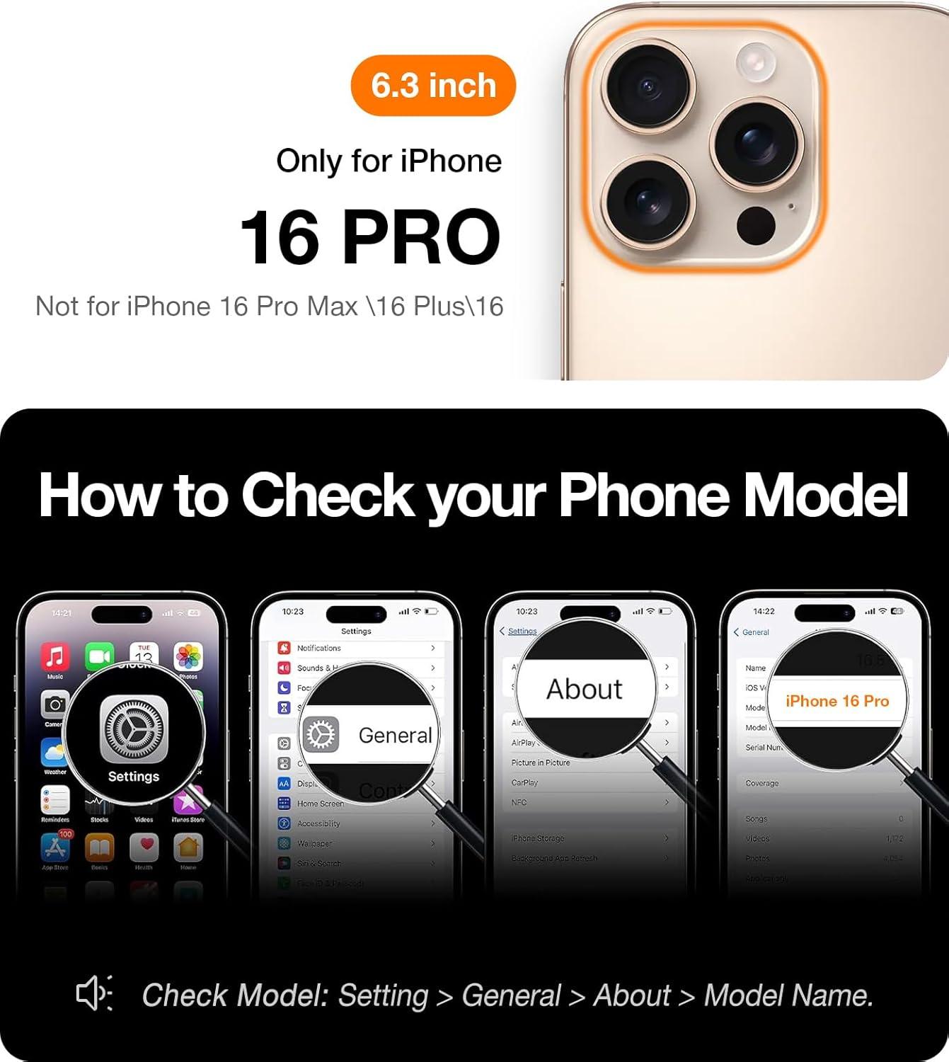 imageTORRAS Magnetic Slim Fit for iPhone 16 Pro Case 63 inch UltraThin Case Compatible with MagSafe Lightweight Matte AntiScratch Hard PC Cover Phone Case for iPhone 16 Pro OriginFit Black3Desert Titanium