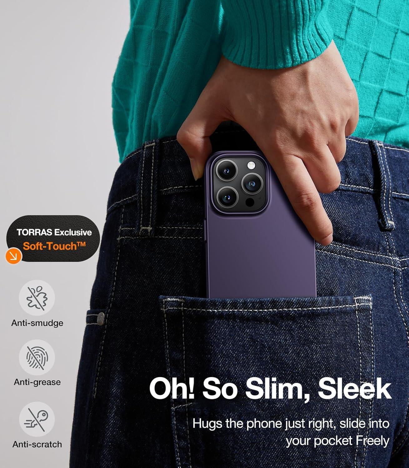 imageTORRAS Magnetic SlimFit for iPhone 15 Pro Max Case UltraThin 15 ProMax Phone Case Compatible with MagSafe Lightweight AntiScratch Matte Hard iPhone 15 ProMax Case 67 inch OriginFit BlackPurple