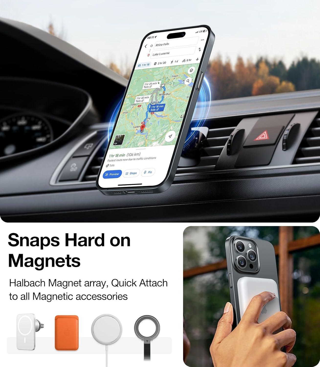 imageTORRAS Magnetic SlimFit for iPhone 15 Pro Max Case UltraThin 15 ProMax Phone Case Compatible with MagSafe Lightweight AntiScratch Matte Hard iPhone 15 ProMax Case 67 inch OriginFit BlackTitanium Grey