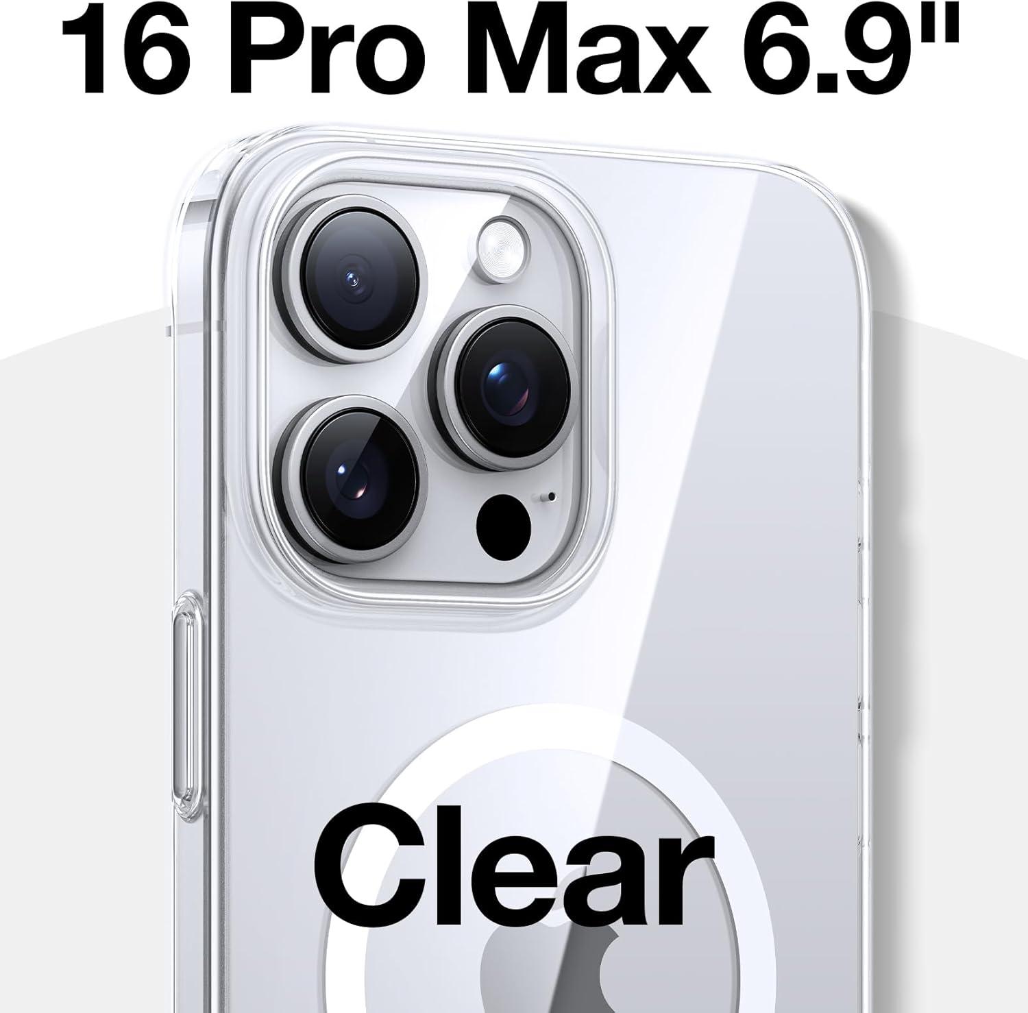 imageTORRAS Magnetic SlimFit for iPhone 16 Pro Max Case 69 inch UltraThin 16 ProMax Phone Case Compatible with MagSafe Light AntiScratch Matte Hard PC Bayer OriginFit Black4Diamond Clear