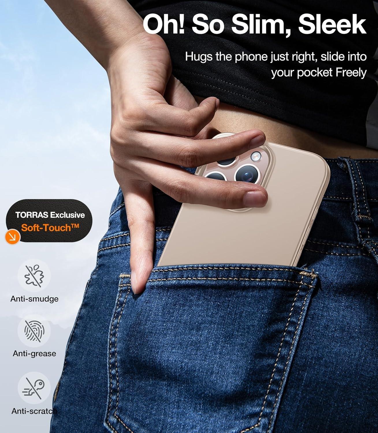 imageTORRAS Magnetic SlimFit for iPhone 16 Pro Max Case 69 inch UltraThin 16 ProMax Phone Case Compatible with MagSafe Light AntiScratch Matte Hard PC Bayer OriginFit Black2Desert Titanium