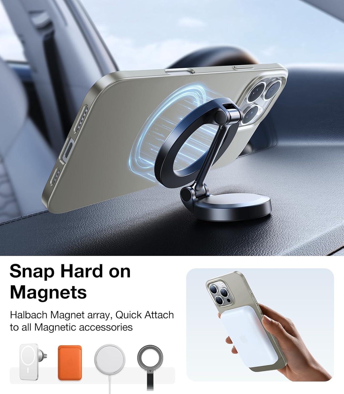 imageTORRAS Magnetic SlimFit for iPhone 16 Pro Max Case 69 inch UltraThin 16 ProMax Phone Case Compatible with MagSafe Light AntiScratch Matte Hard PC Bayer OriginFit Black3Natural Titanium