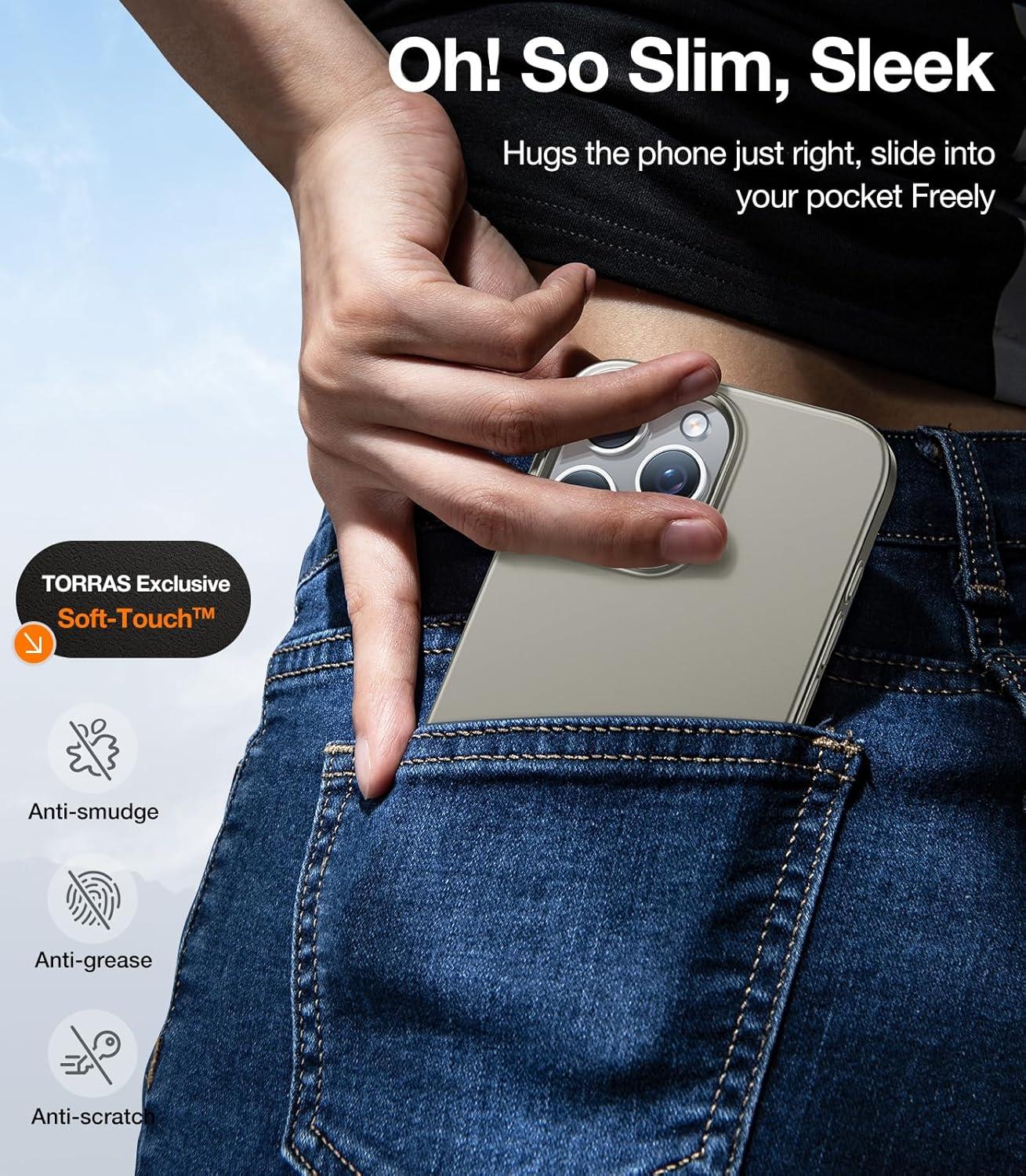 imageTORRAS Magnetic SlimFit for iPhone 16 Pro Max Case 69 inch UltraThin 16 ProMax Phone Case Compatible with MagSafe Light AntiScratch Matte Hard PC Bayer OriginFit Black3Natural Titanium