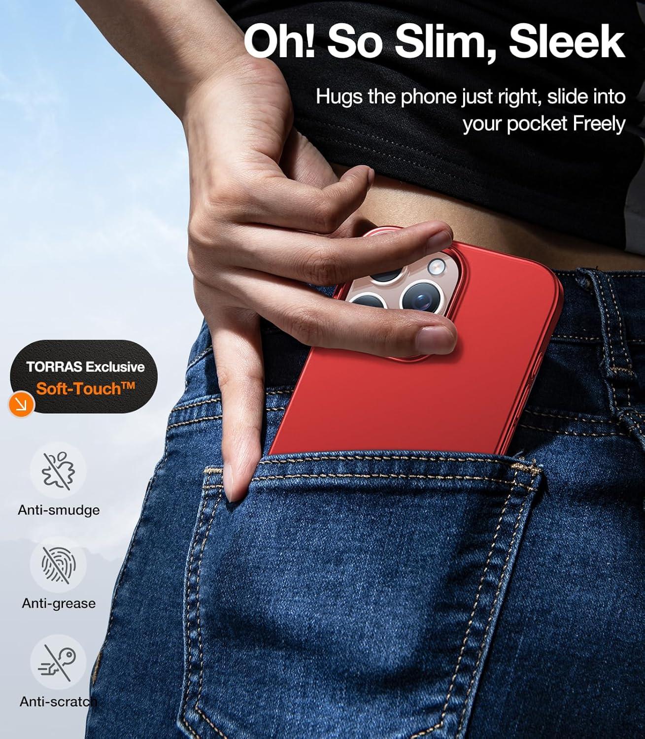 imageTORRAS Magnetic SlimFit for iPhone 16 Pro Max Case 69 inch UltraThin 16 ProMax Phone Case Compatible with MagSafe Light AntiScratch Matte Hard PC Bayer OriginFit Black6Xmas Red