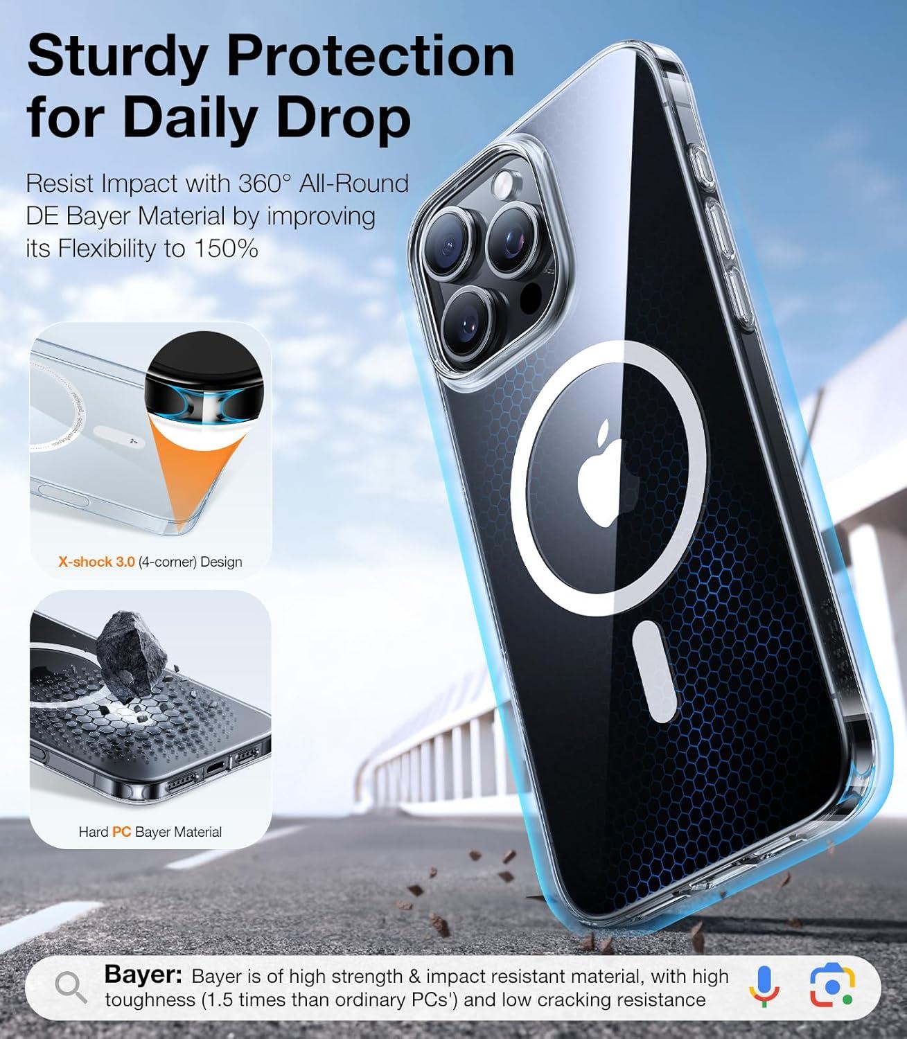 imageTORRAS Magnetic SlimFit for iPhone 16 Pro Max Case 69 inch UltraThin 16 ProMax Phone Case Compatible with MagSafe Light AntiScratch Matte Hard PC Bayer OriginFit Black4Diamond Clear