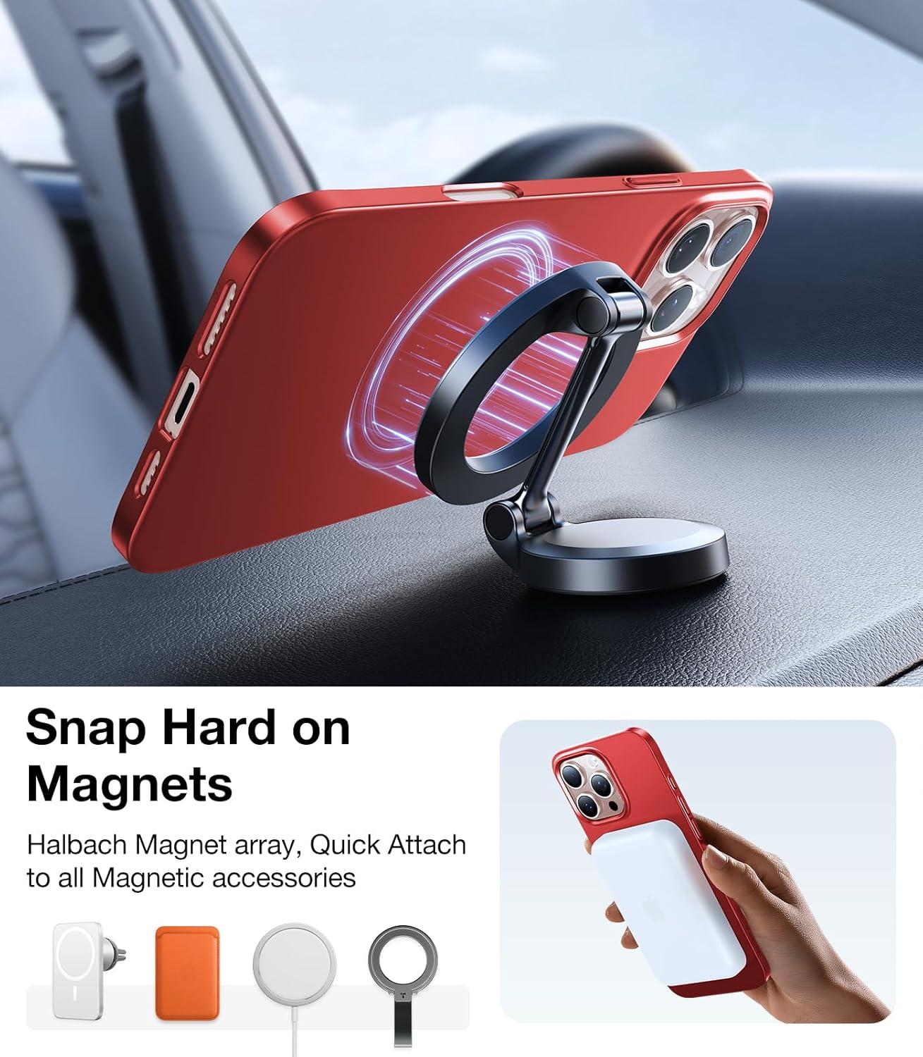 imageTORRAS Magnetic SlimFit for iPhone 16 Pro Max Case 69 inch UltraThin 16 ProMax Phone Case Compatible with MagSafe Light AntiScratch Matte Hard PC Bayer OriginFit Black6Xmas Red