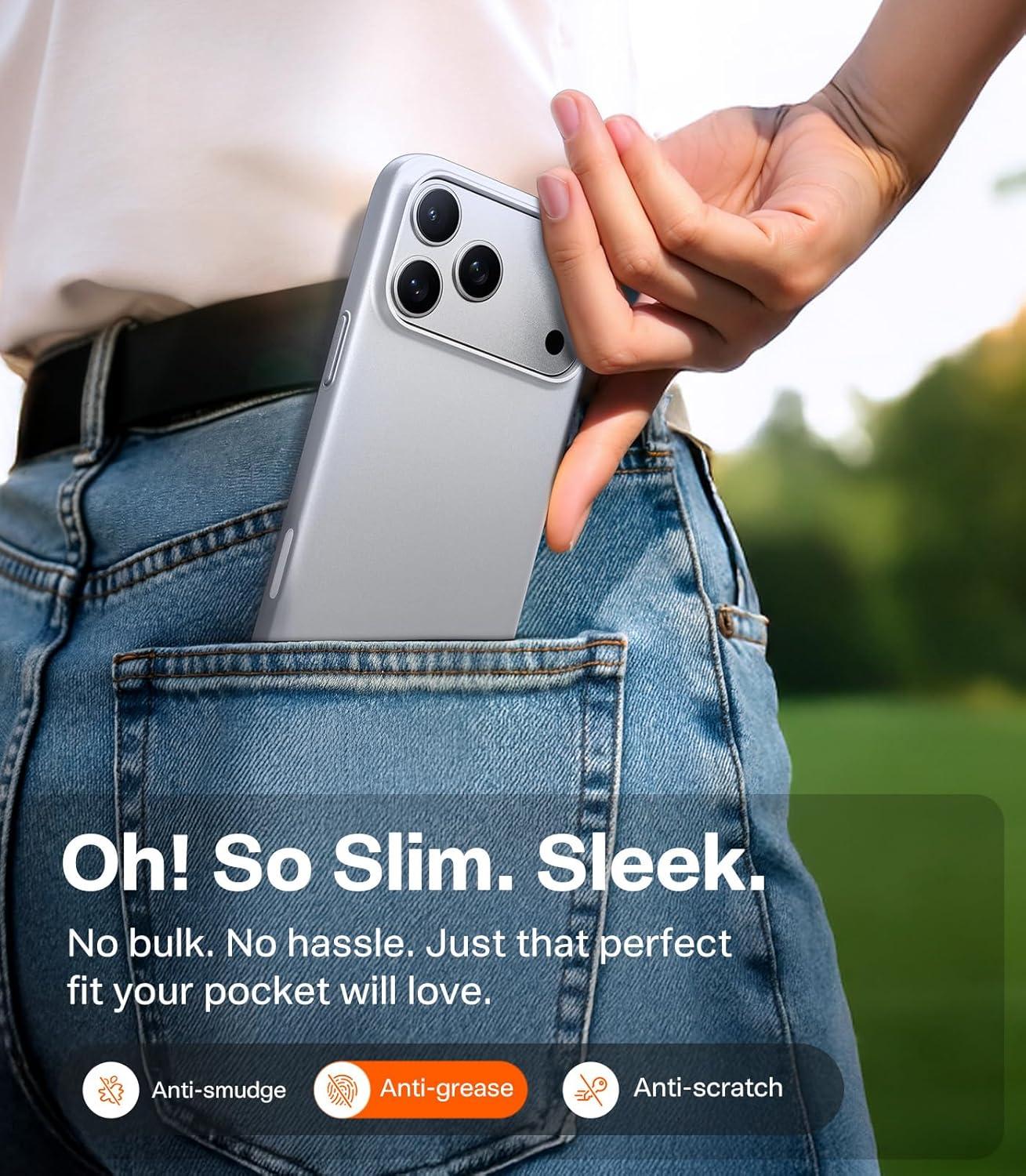 imageTORRAS Magnetic SlimFit for iPhone 17 PRO MAX Case UltraThin 17 ProMax Phone Case Compatible with MagSafe Light AntiScratch Matte Hard PC Bayer 69 inch OriginFit Glossy Orange3Silver