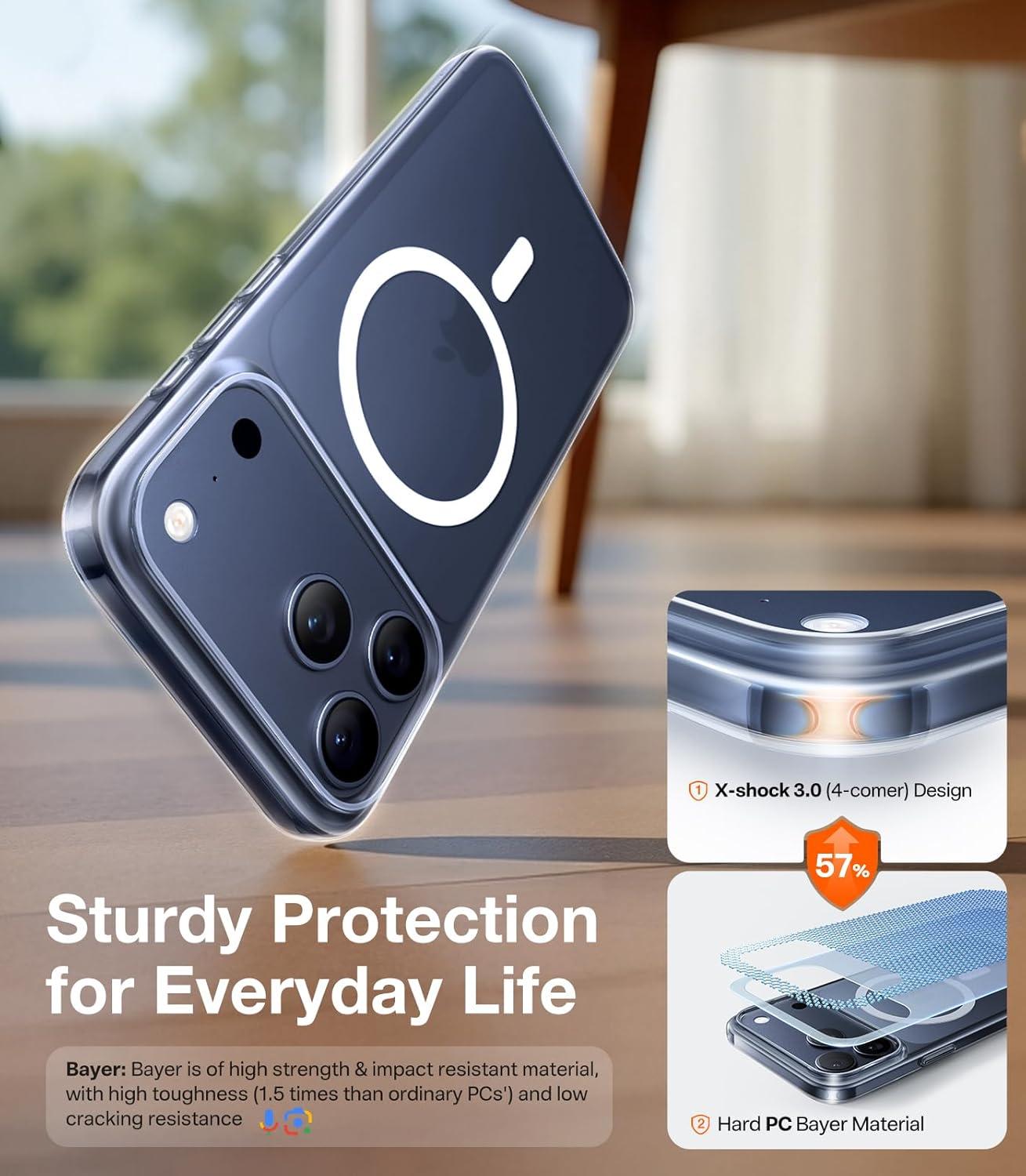 imageTORRAS Magnetic SlimFit for iPhone 17 PRO MAX Case UltraThin 17 ProMax Phone Case Compatible with MagSafe Light AntiScratch Matte Hard PC Bayer 69 inch OriginFit Glossy OrangeDiamond Clear