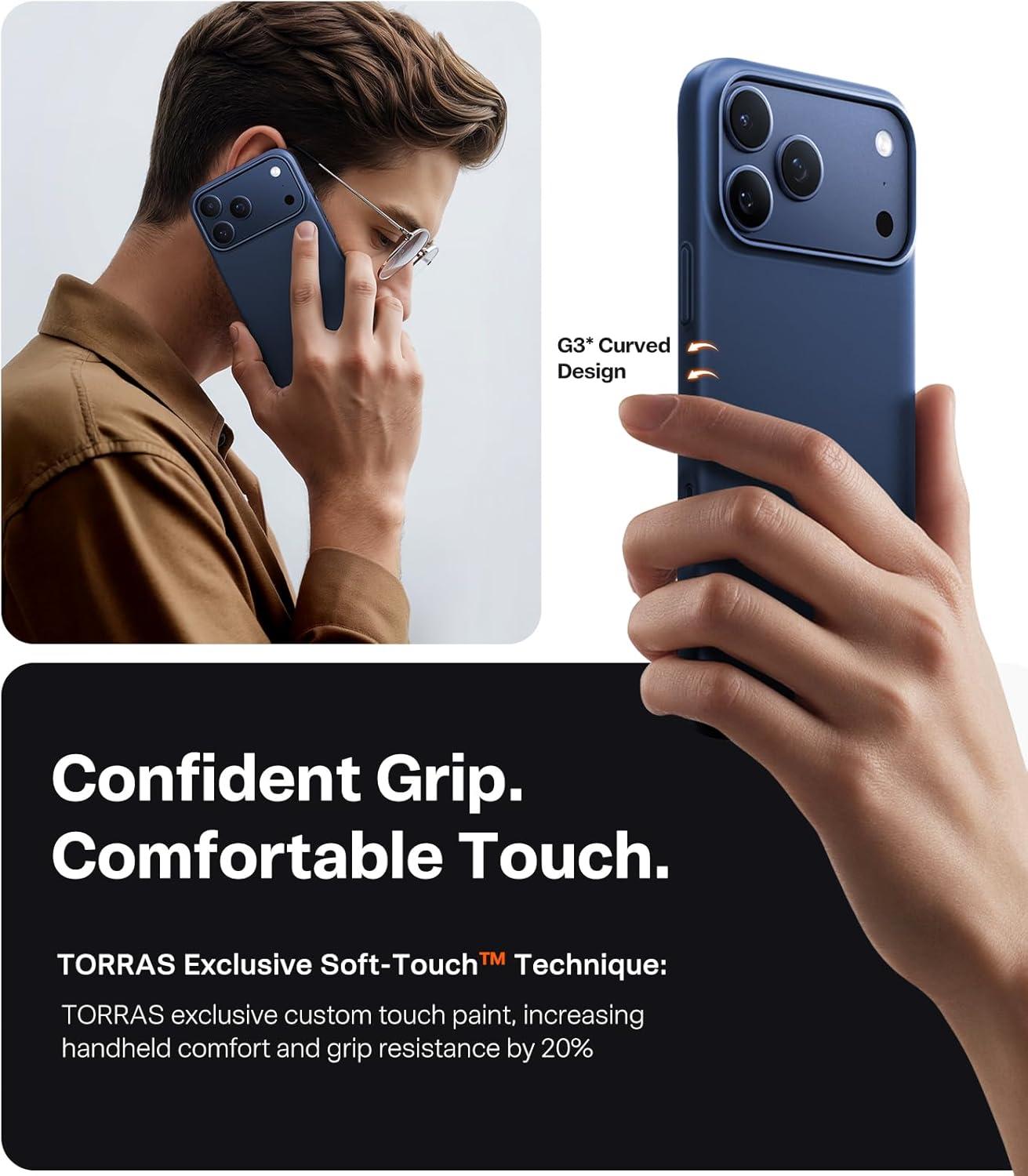 imageTORRAS Magnetic SlimFit for iPhone 17 PRO MAX Case UltraThin 17 ProMax Phone Case Compatible with MagSafe Light AntiScratch Matte Hard PC Bayer 69 inch OriginFit Glossy Orange2Blue