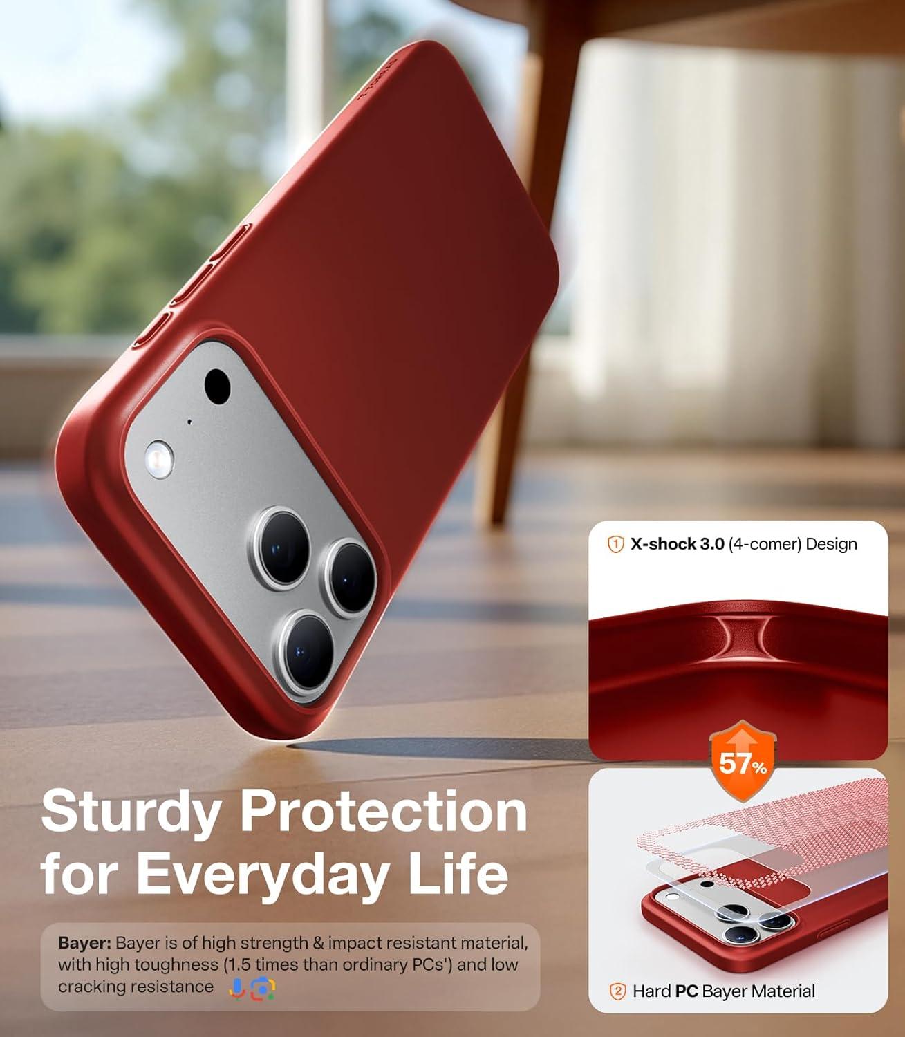 imageTORRAS Magnetic SlimFit for iPhone 17 PRO MAX Case UltraThin 17 ProMax Phone Case Compatible with MagSafe Light AntiScratch Matte Hard PC Bayer 69 inch OriginFit Glossy OrangeRed