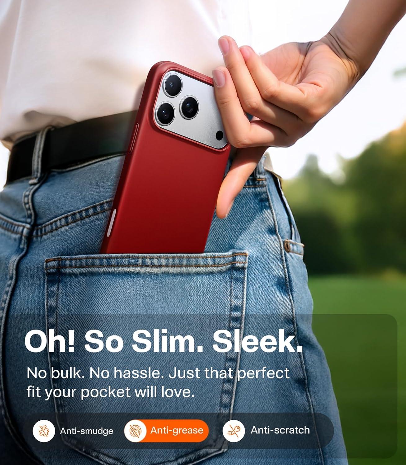 imageTORRAS Magnetic SlimFit for iPhone 17 PRO MAX Case UltraThin 17 ProMax Phone Case Compatible with MagSafe Light AntiScratch Matte Hard PC Bayer 69 inch OriginFit Glossy OrangeRed