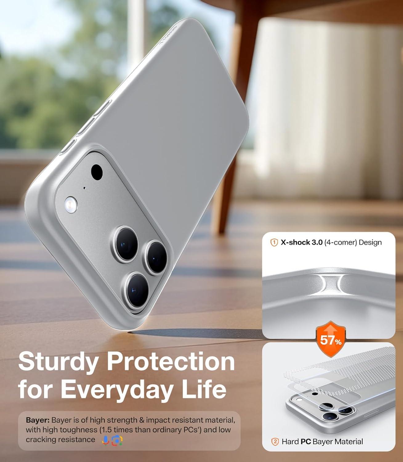 imageTORRAS Magnetic SlimFit for iPhone 17 PRO MAX Case UltraThin 17 ProMax Phone Case Compatible with MagSafe Light AntiScratch Matte Hard PC Bayer 69 inch OriginFit Glossy Orange3Silver