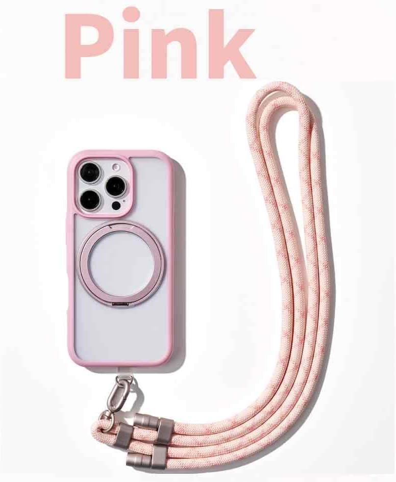 imageTORRAS Phone Lanyard Crossbody with 2 Phone Tabs Adjustable Anti Theft Phone Strap for All Phones Premium Metal Buckles SkinFriendly Universal Cell Phone Neck lanyard for Travel Essentials Black7pink