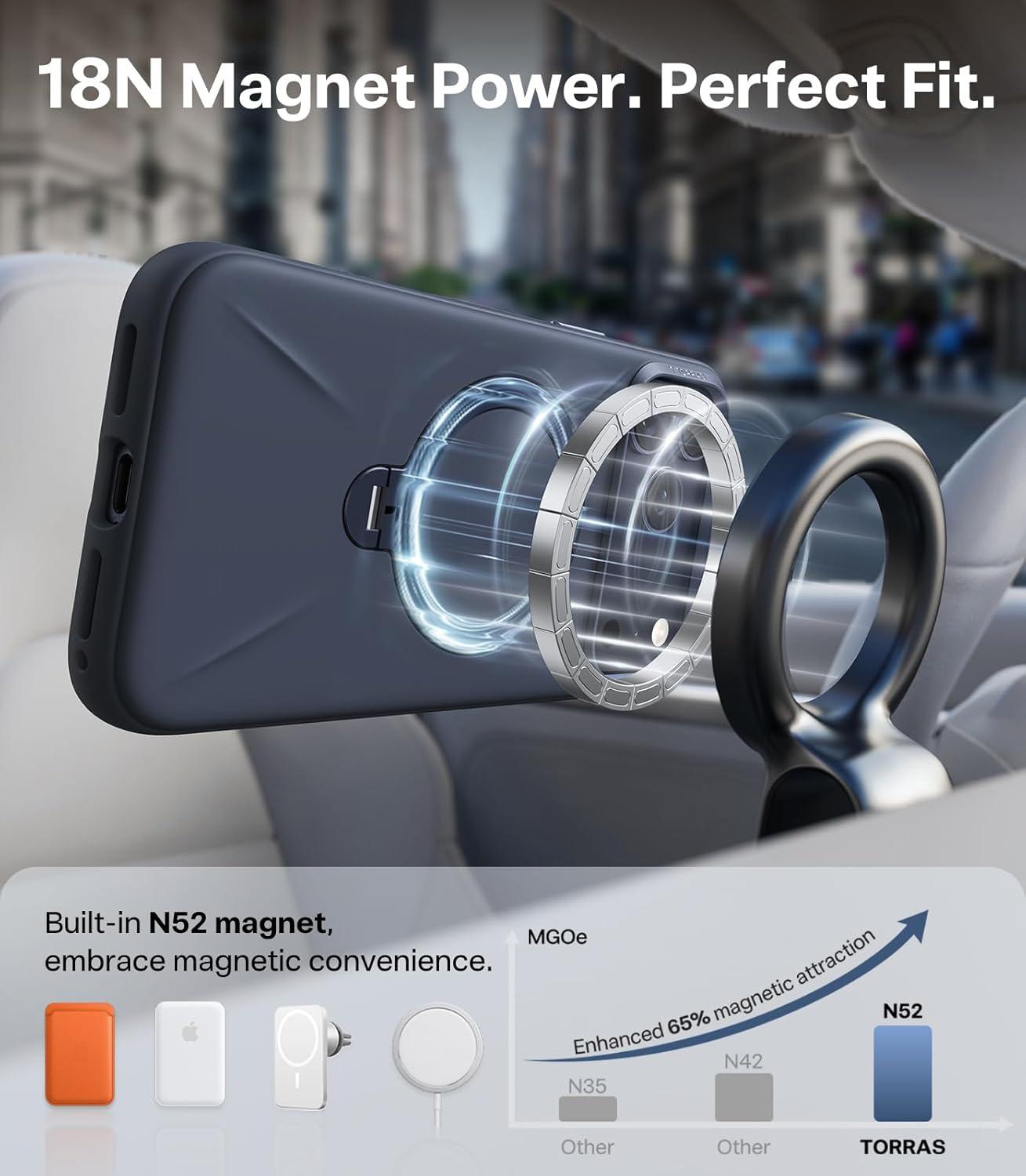 imageTORRAS Q3 Silicone 360 Spin for iPhone Air Case with Stand Fit for MagSafe Magnetic Ring Kickstand with Camera Control Liquid Silicone Rubber Soft Phone Case for iPhone 17 Air 65 Deep BlueDeep Blue