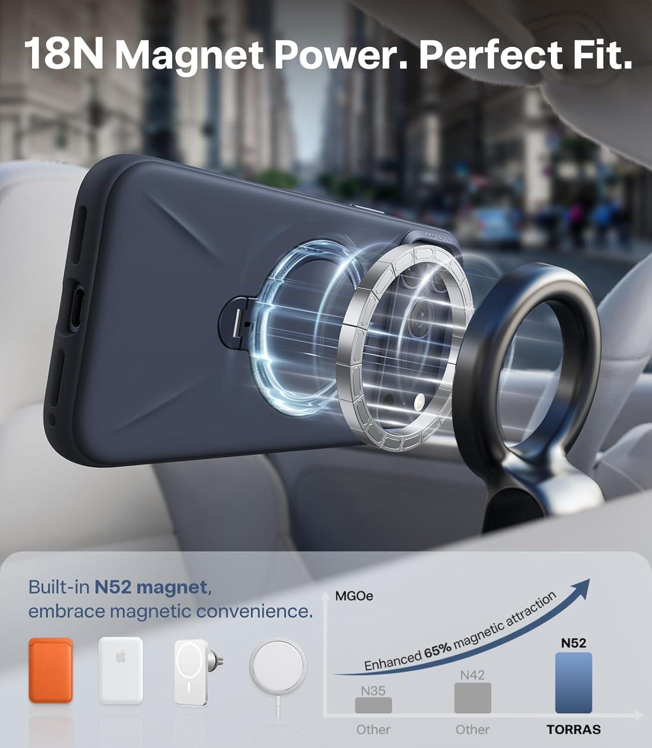 imageTORRAS Q3 Silicone for iPhone 17 Pro Max Case Stand Fit for MagSafe Liquid Silicone Soft Cozy Grip 360 Spin Magnetic Stand Camera Control Protective Case for iPhone 17 Pro Max Ivory GoldDeep Blue