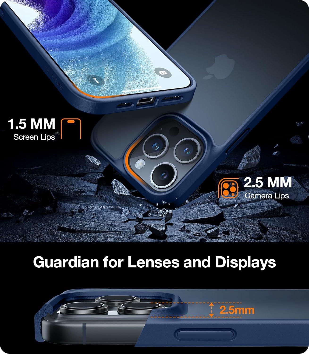 imageTORRAS Shockproof for iPhone 17 Pro Max Case with Camera Control Button 12FT Military Grade Drop Protection Enhanced Grip amp Soft Touch Translucent Slim 17 Pro Max Case with 3 Colors Buttons BlackBlue