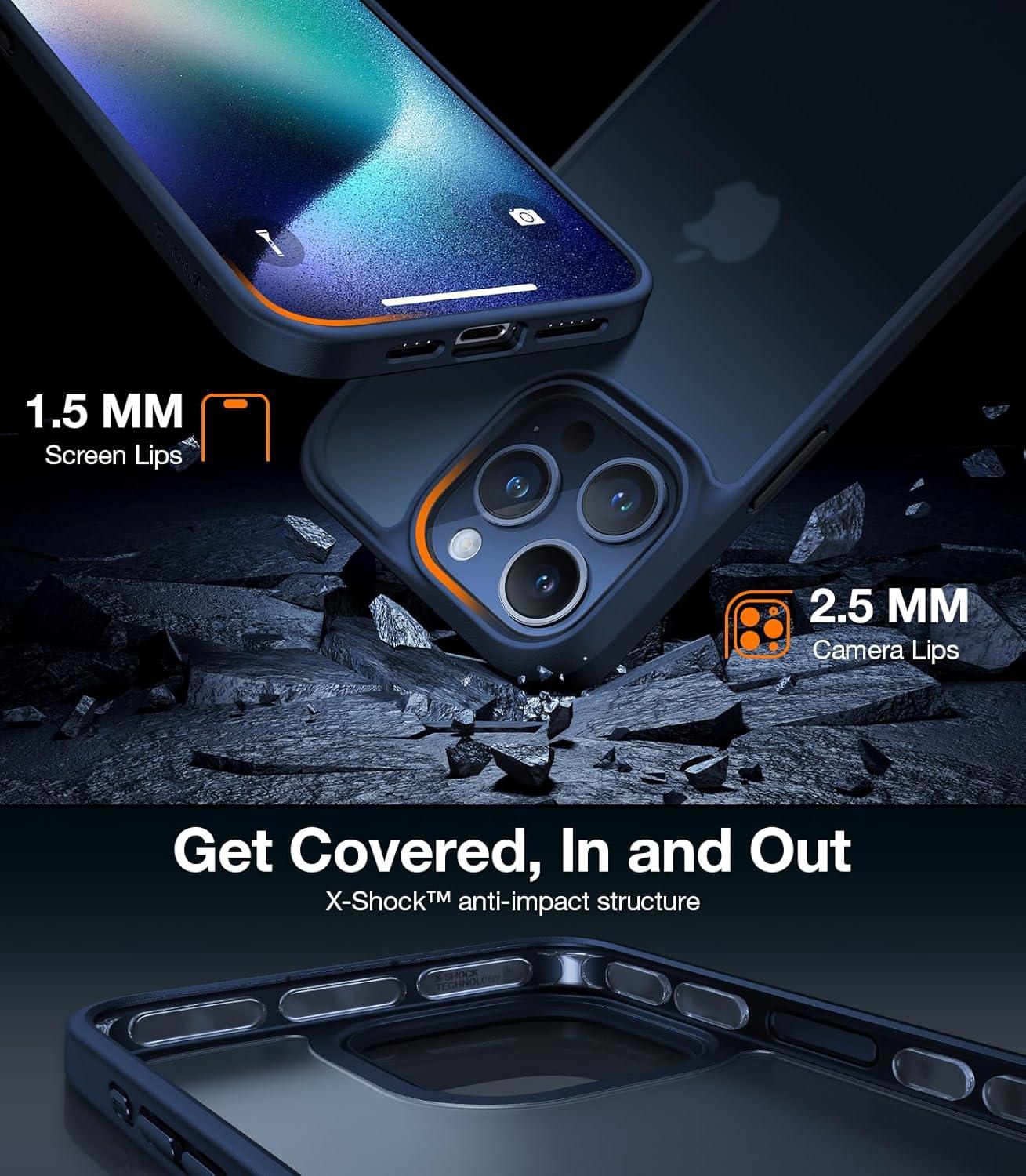 imageTORRAS Shockproof for iPhone 17 Pro Max Case with Camera Control Button 12FT Military Grade Drop Protection Enhanced Grip amp Soft Touch Translucent Slim 17 Pro Max Case with 3 Colors Buttons BlackBlue