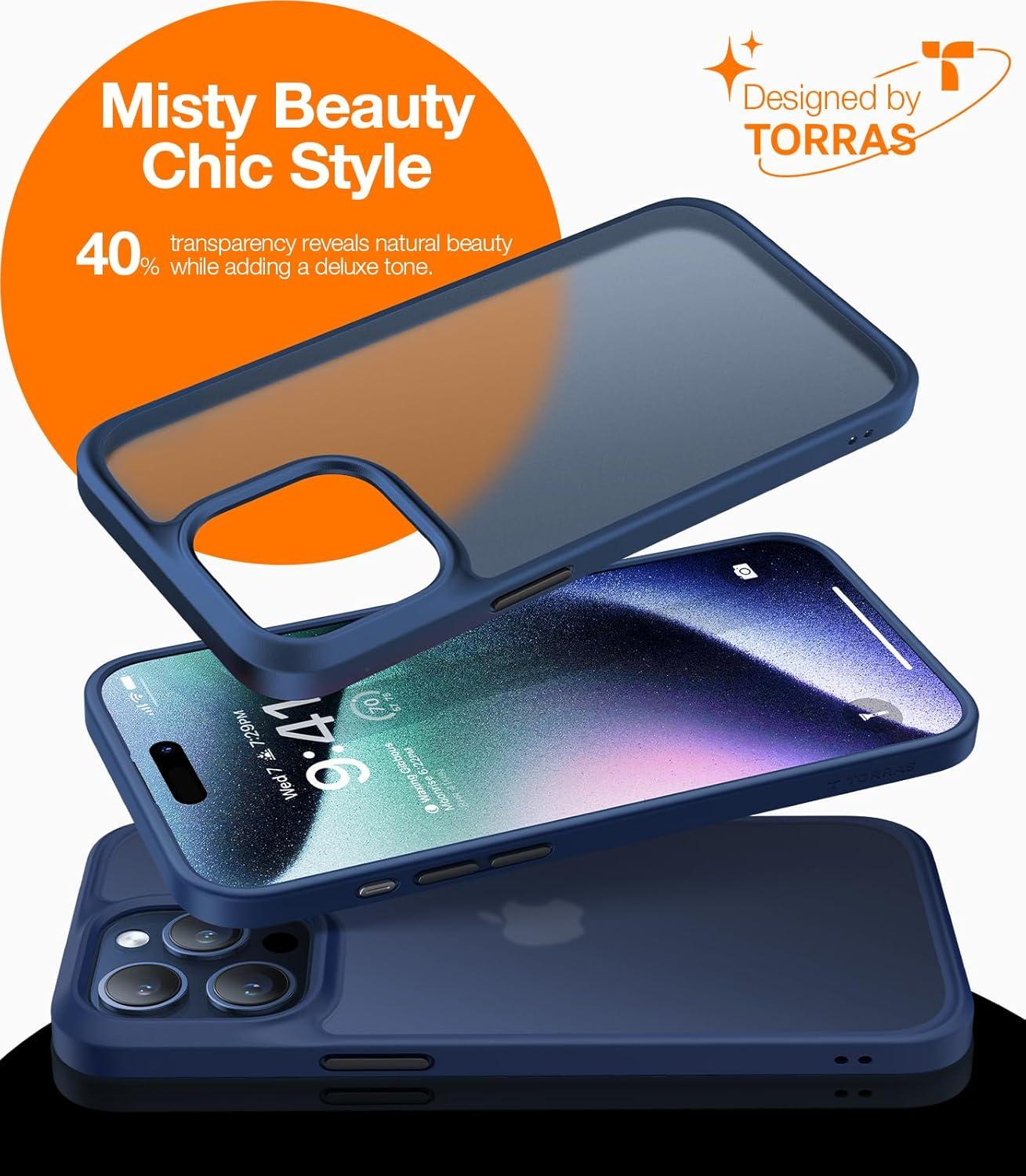 imageTORRAS Shockproof for iPhone 17 Pro Max Case with Camera Control Button 12FT Military Grade Drop Protection Enhanced Grip amp Soft Touch Translucent Slim 17 Pro Max Case with 3 Colors Buttons BlackBlue