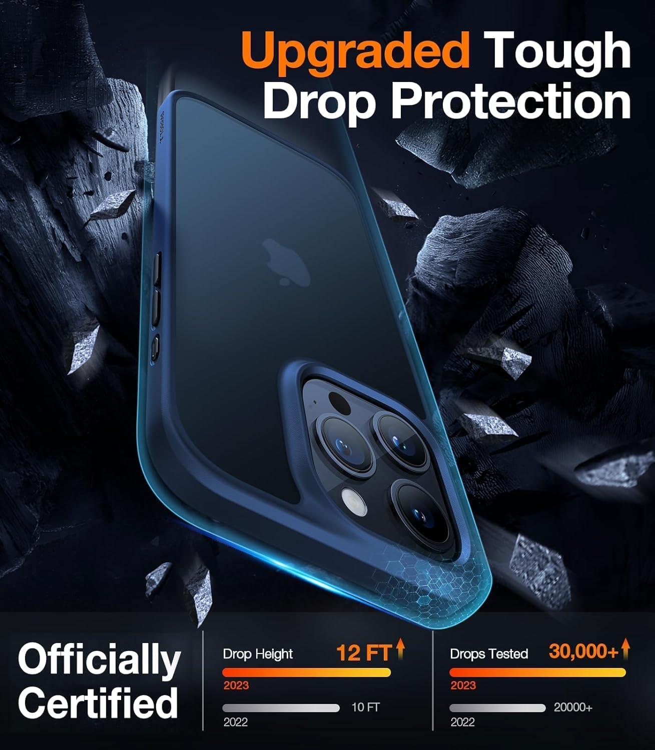imageTORRAS Shockproof for iPhone 17 Pro Max Case with Camera Control Button 12FT Military Grade Drop Protection Enhanced Grip amp Soft Touch Translucent Slim 17 Pro Max Case with 3 Colors Buttons BlackBlue