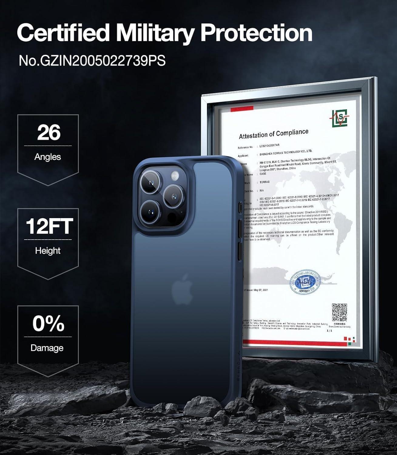 imageTORRAS Shockproof for iPhone 17 Pro Max Case with Camera Control Button 12FT Military Grade Drop Protection Enhanced Grip amp Soft Touch Translucent Slim 17 Pro Max Case with 3 Colors Buttons BlackBlue