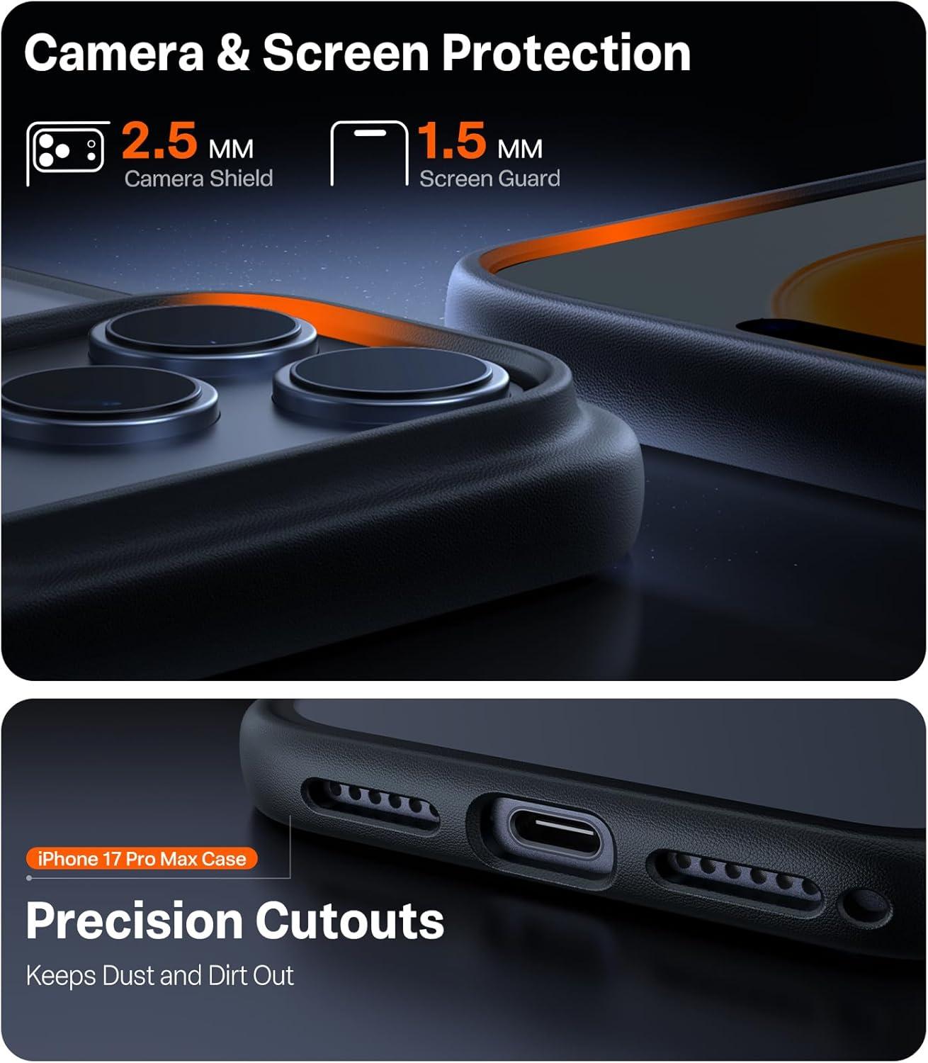 imageTORRAS Shockproof for iPhone 17 Pro Max Case with Camera Control Button 12FT Military Grade Drop Protection Enhanced Grip amp Soft Touch Translucent Slim 17 Pro Max Case with 3 Colors Buttons BlackBlack